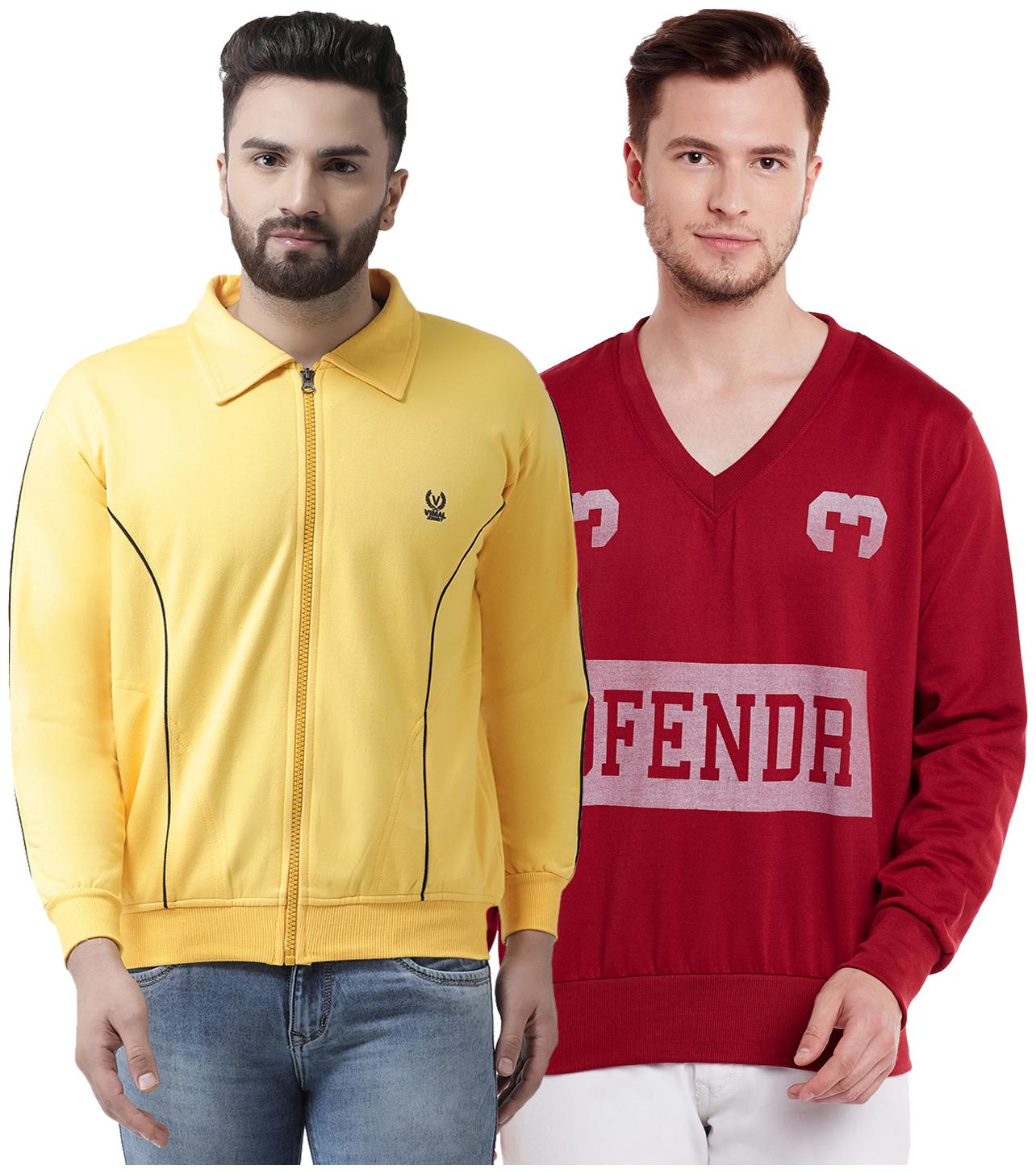 

VIMAL JONNEY Multicolor Cotton Sweatshirts For Men(Pack Of 2)