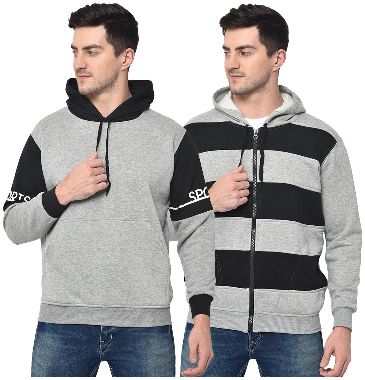 

VIMAL JONNEY Men Black Grey Hooded Hoodie