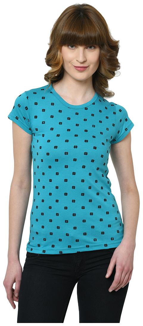 

VIMAL JONNEY Women Blue Regular fit Round neck Cotton T shirt
