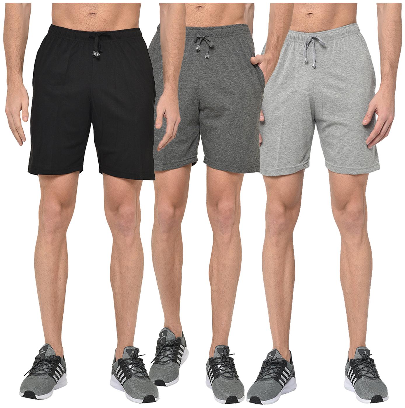 

VIMAL JONNEY Men Black Grey Regular Fit Regular Shorts