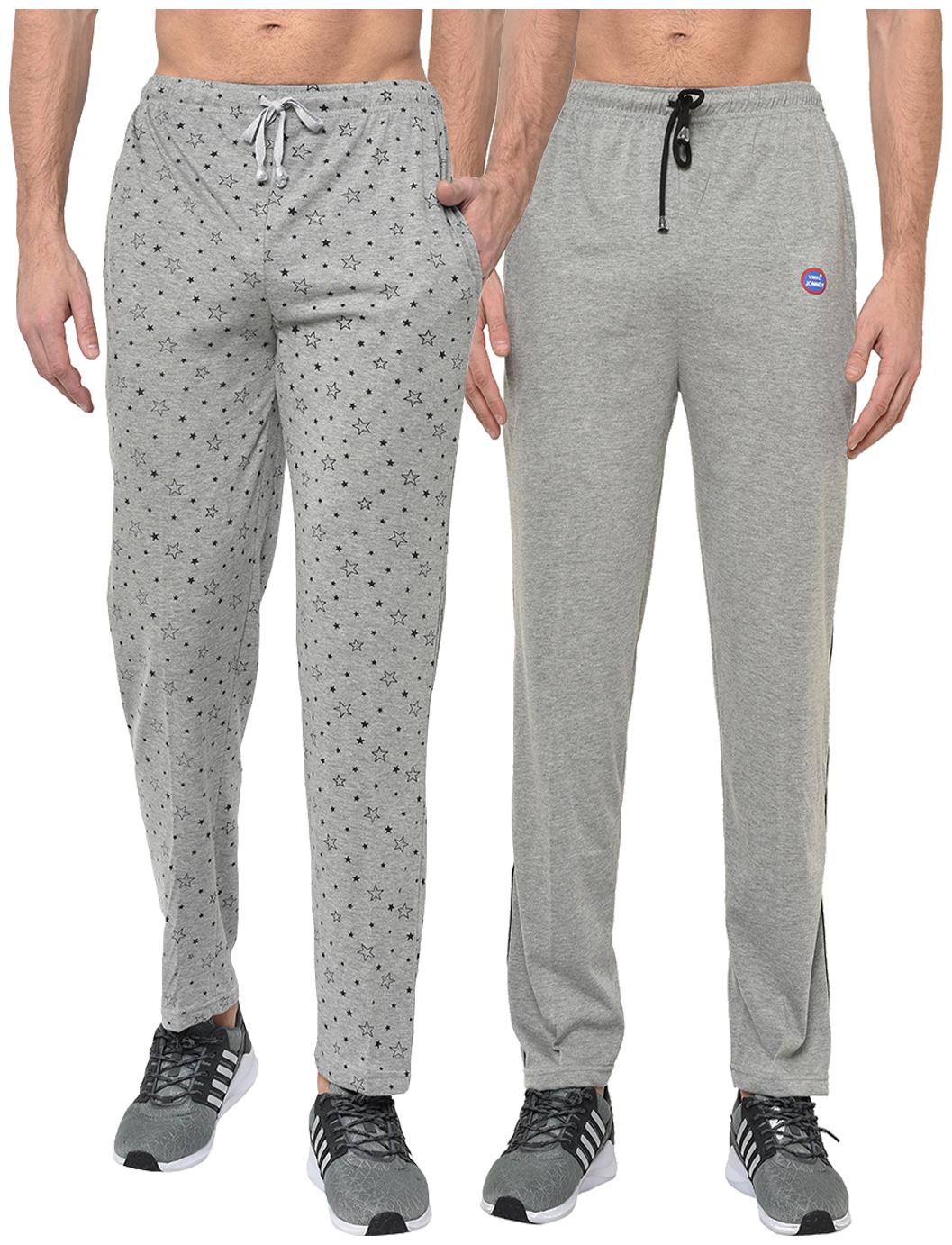 

VIMAL JONNEY Cotton Blend Printed Grey Track Pants For Men