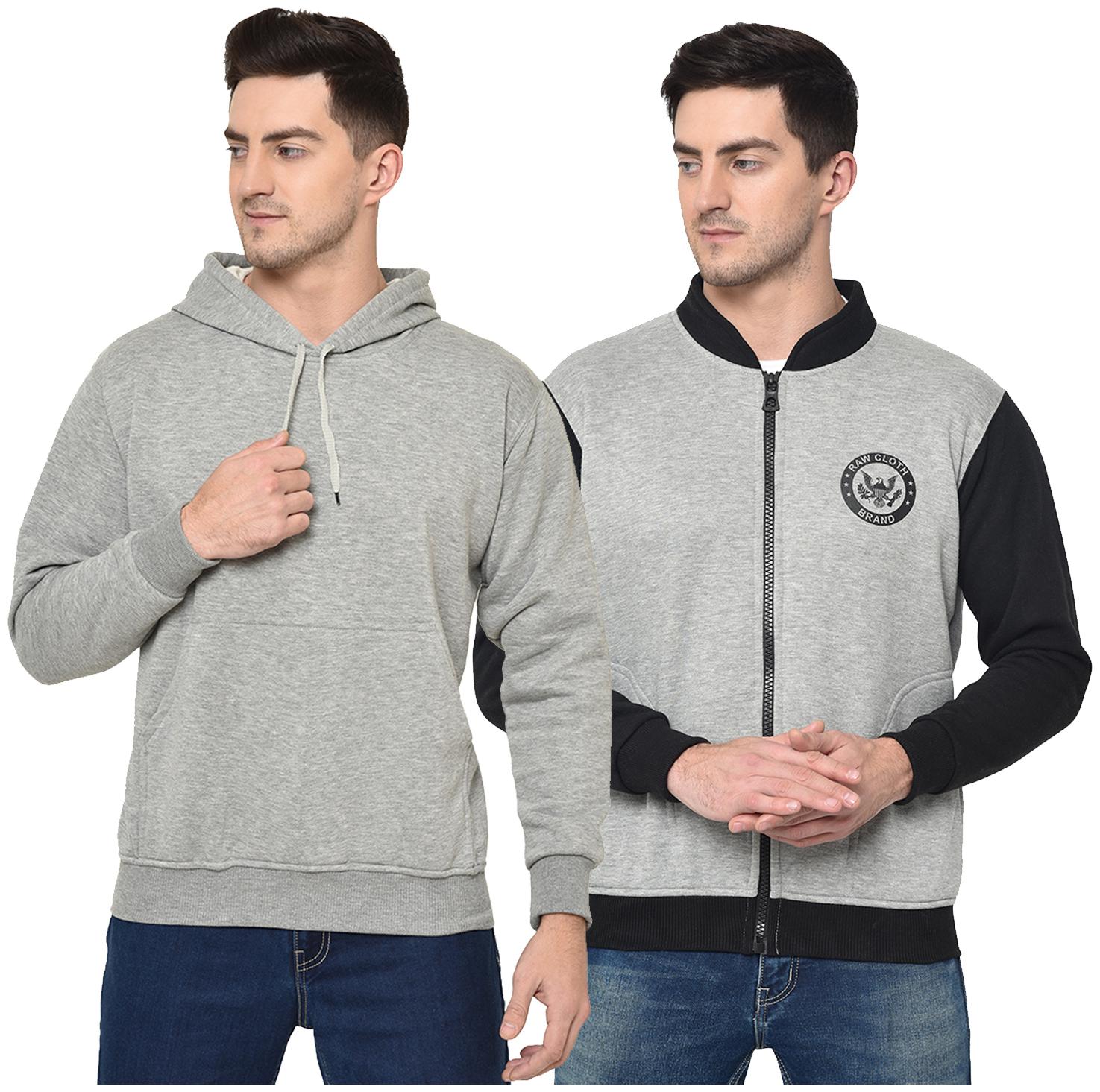 

VIMAL JONNEY Men Grey Black Hooded Hoodie