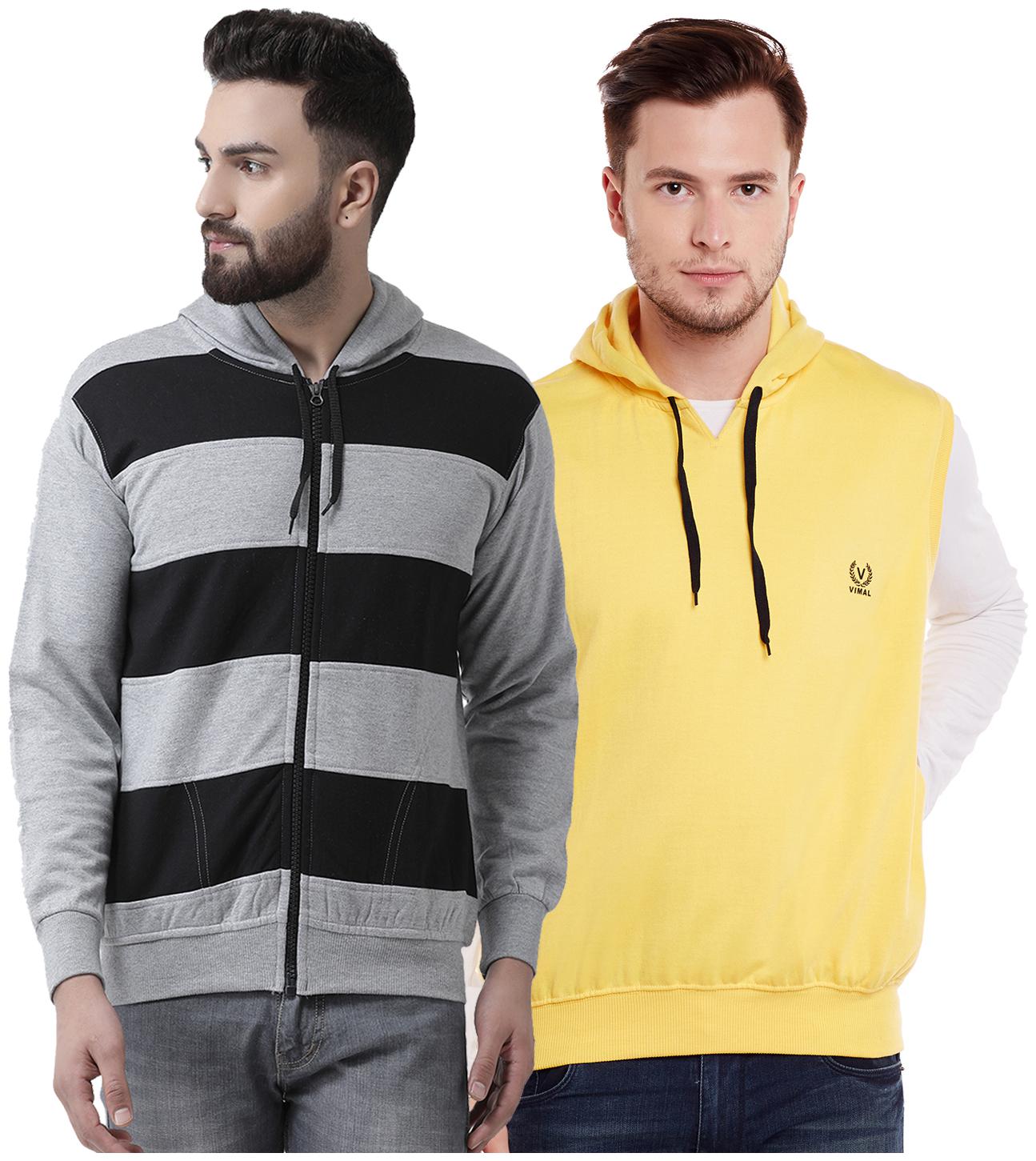

VIMAL JONNEY Multicolor Cotton Sweatshirts For Men(Pack Of 2)