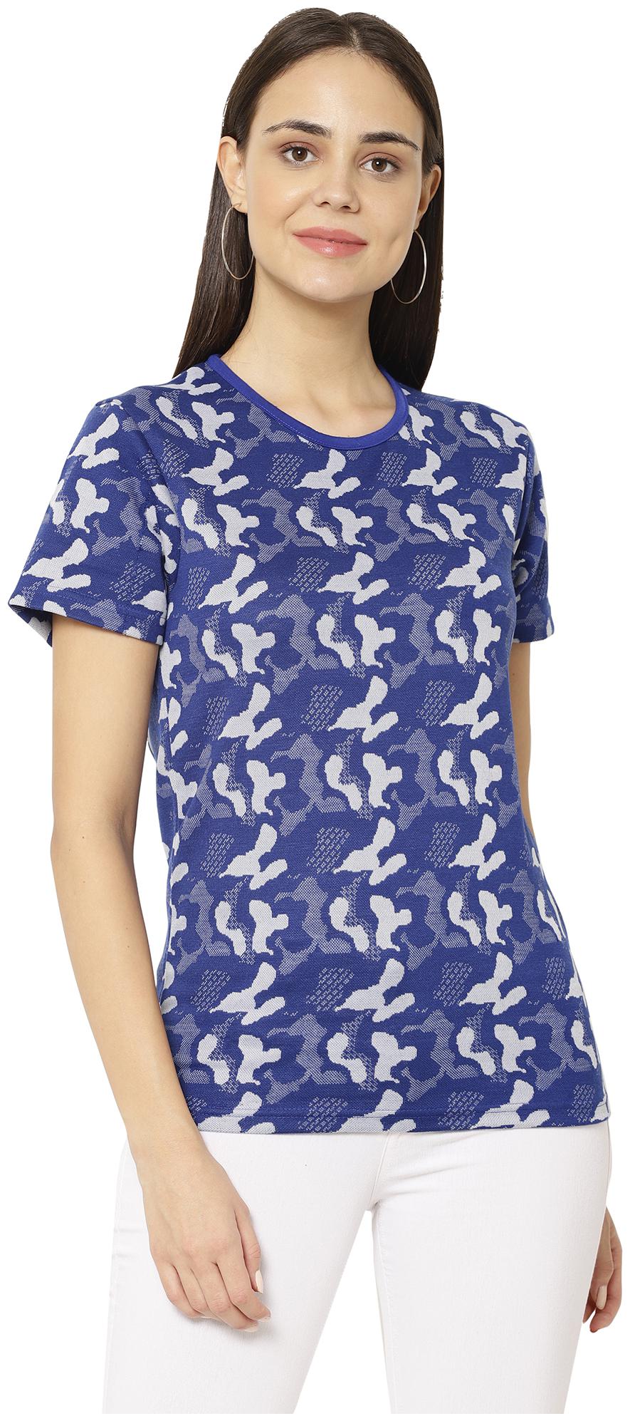 

VIMAL JONNEY Women Blue Regular fit Round neck Blended T shirt