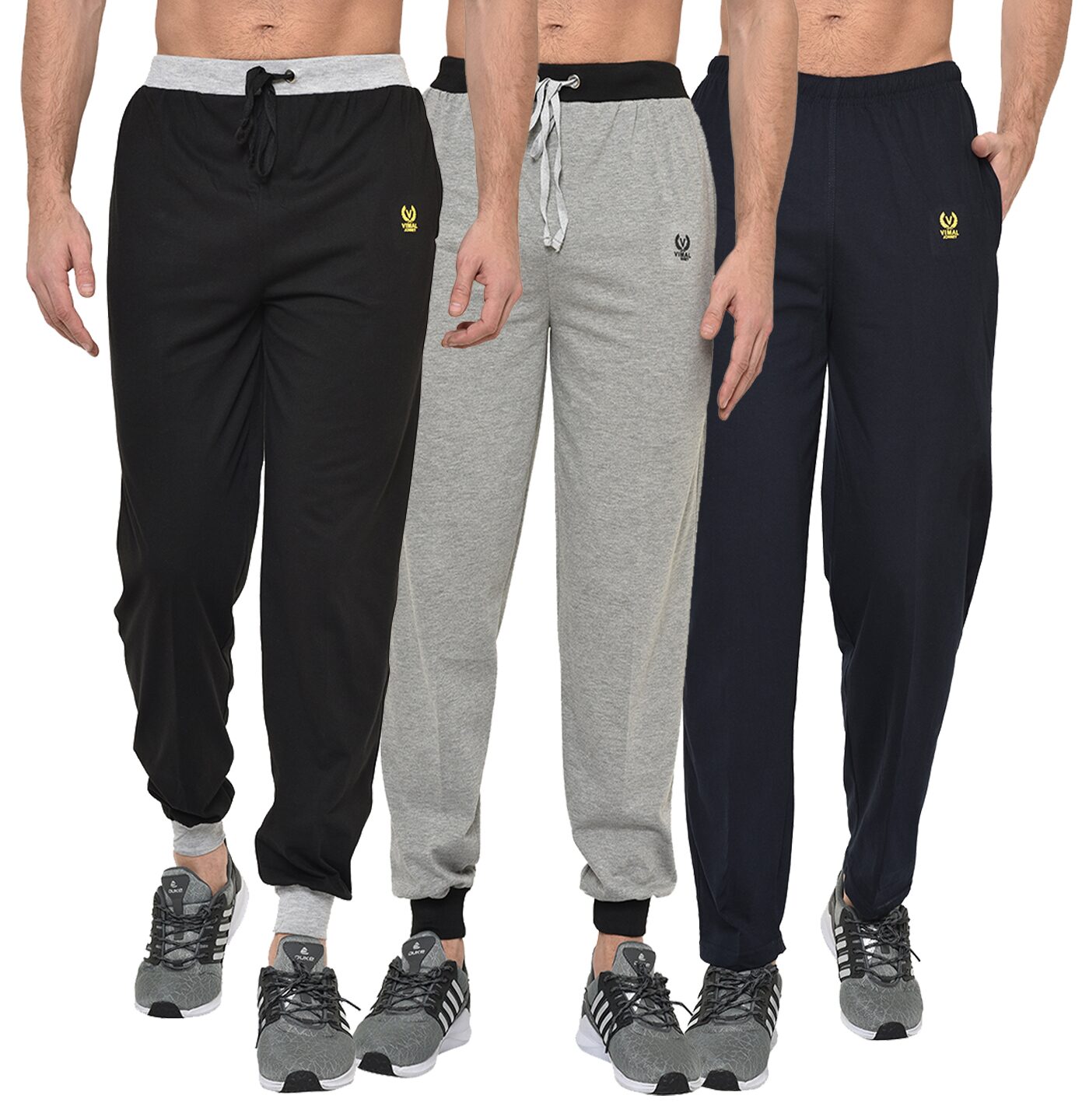 

VIMAL JONNEY Men Black Grey Solid Regular fit Joggers