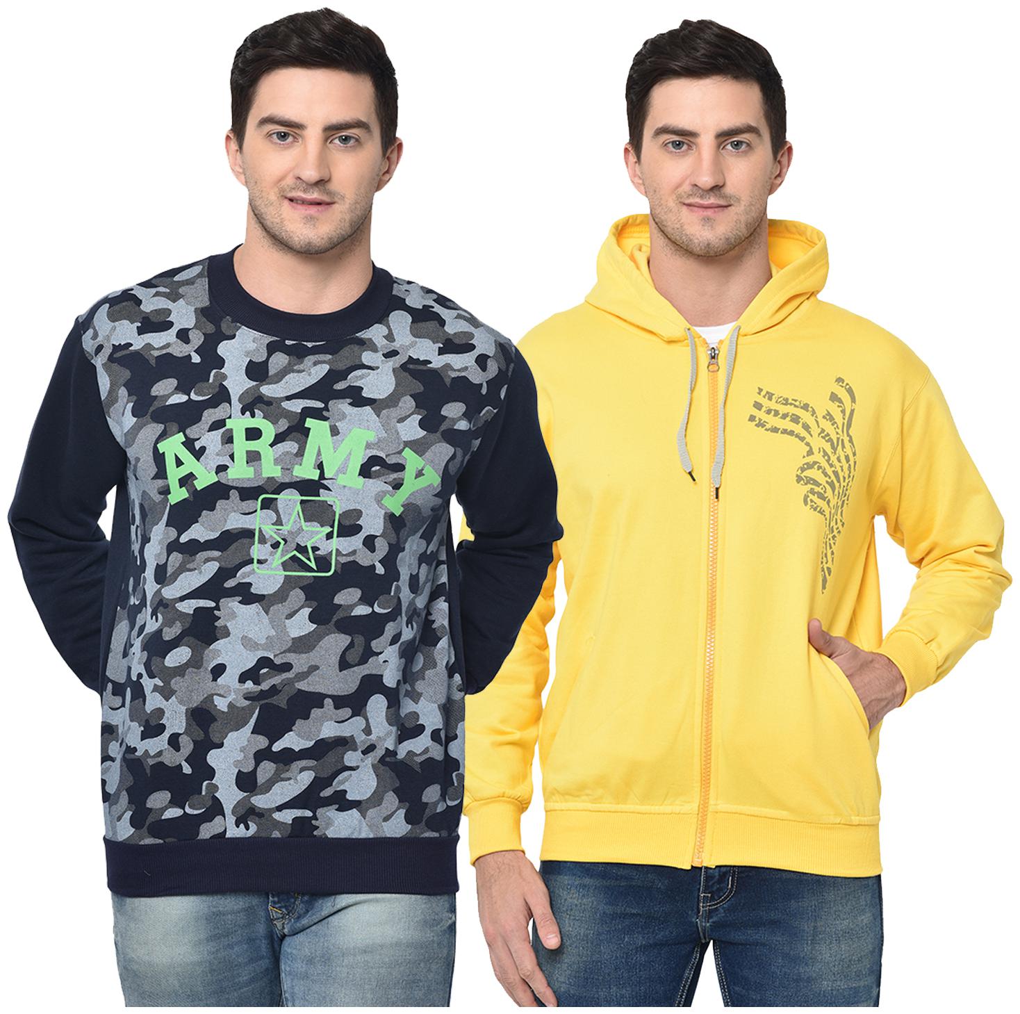 

VIMAL JONNEY Men Blue Yellow Round neck Sweatshirt