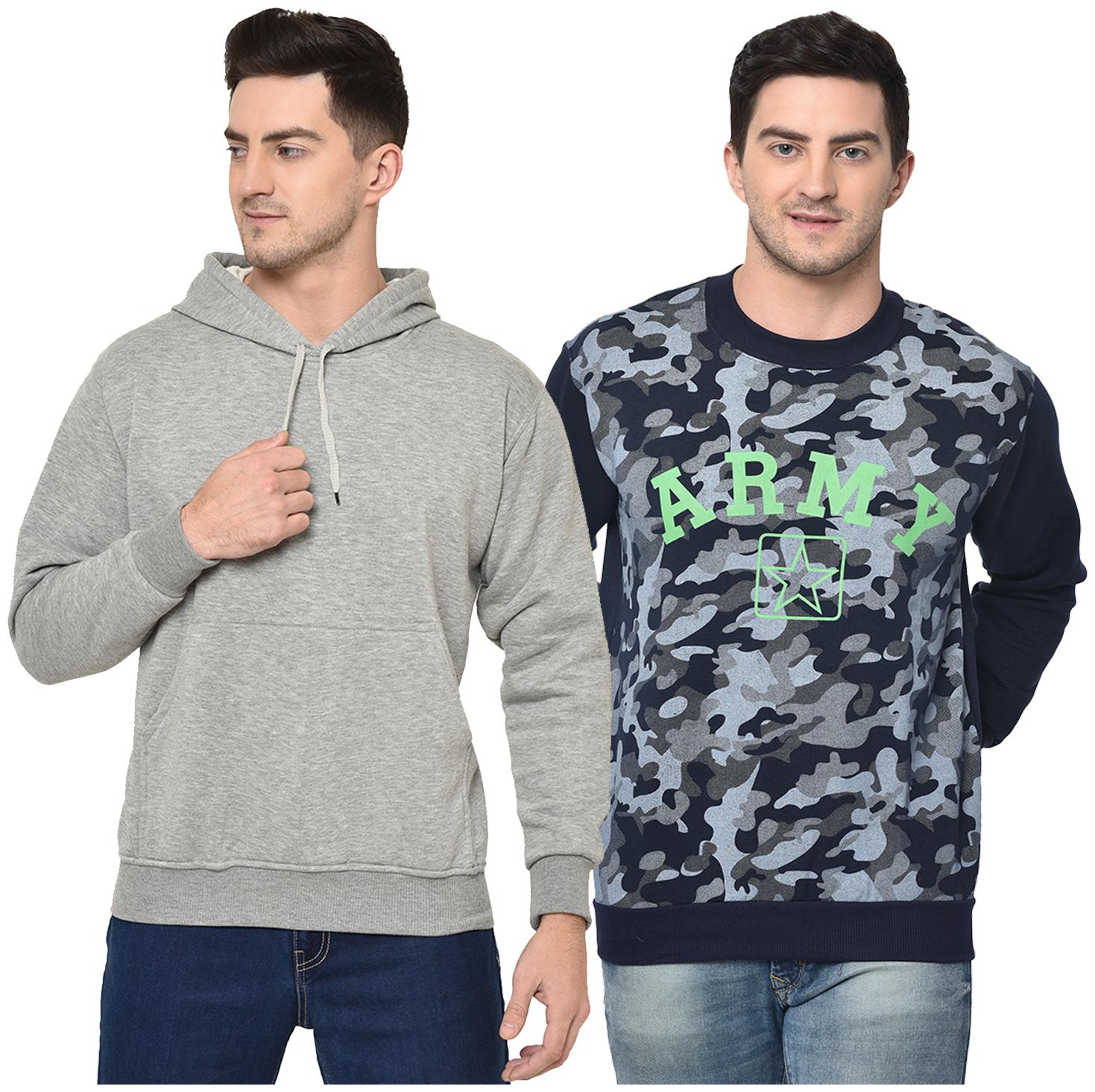 

VIMAL JONNEY Men Grey Blue Hooded Hoodie