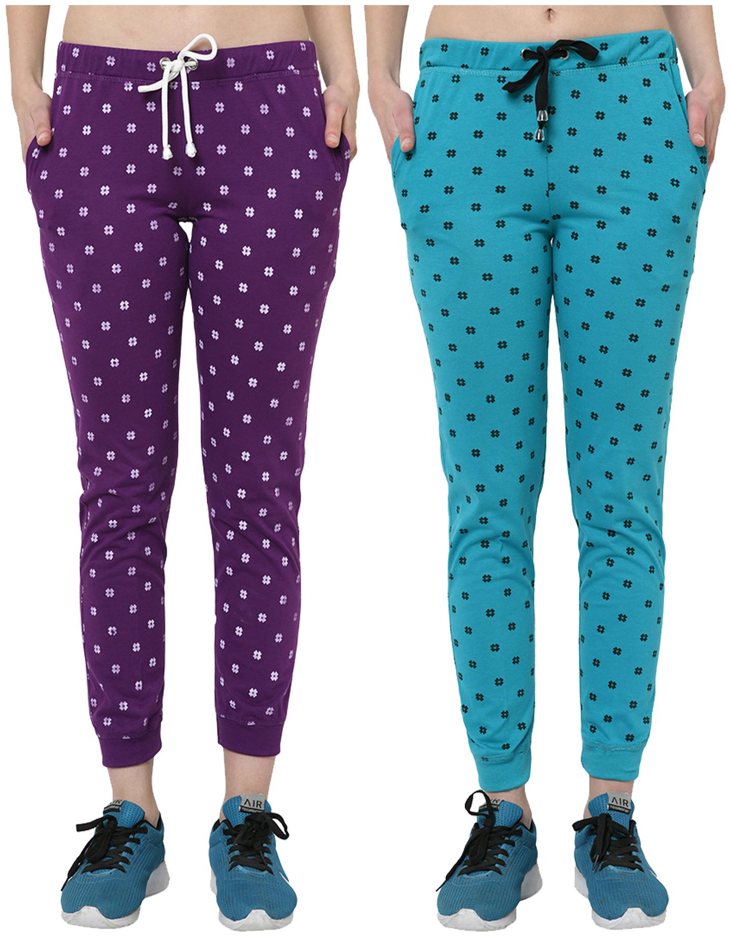 

VIMAL JONNEY Women Cotton Blend Printed Purple Blue Joggers