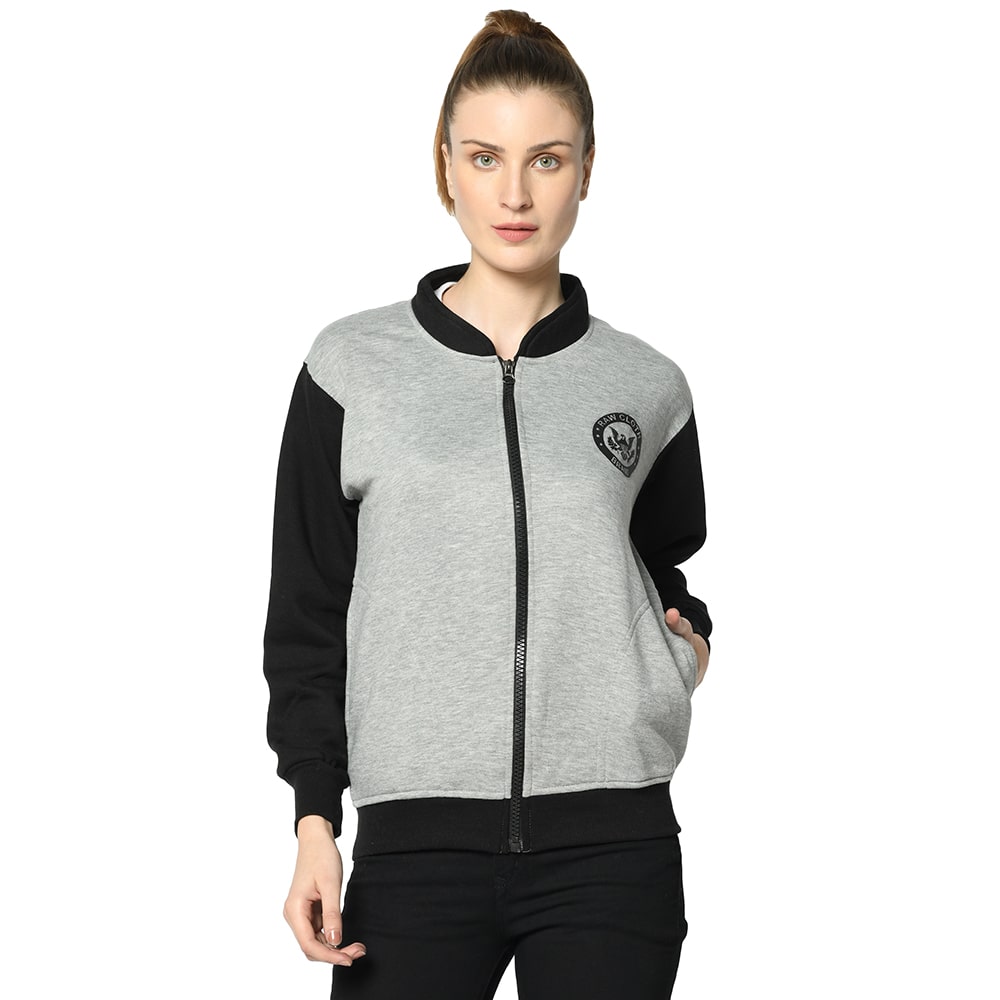 

VIMAL JONNEY Women Colourblocked Sweatshirt - Black Grey