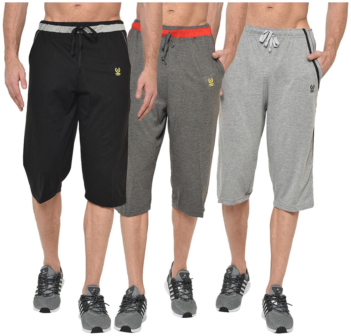 

VIMAL JONNEY Men Black Grey Regular Fit Regular Shorts