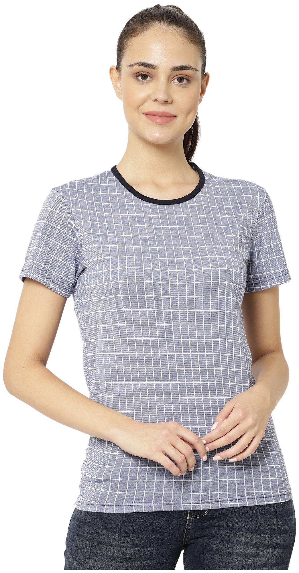 

VIMAL JONNEY Women Blue Regular fit Round neck Blended T shirt