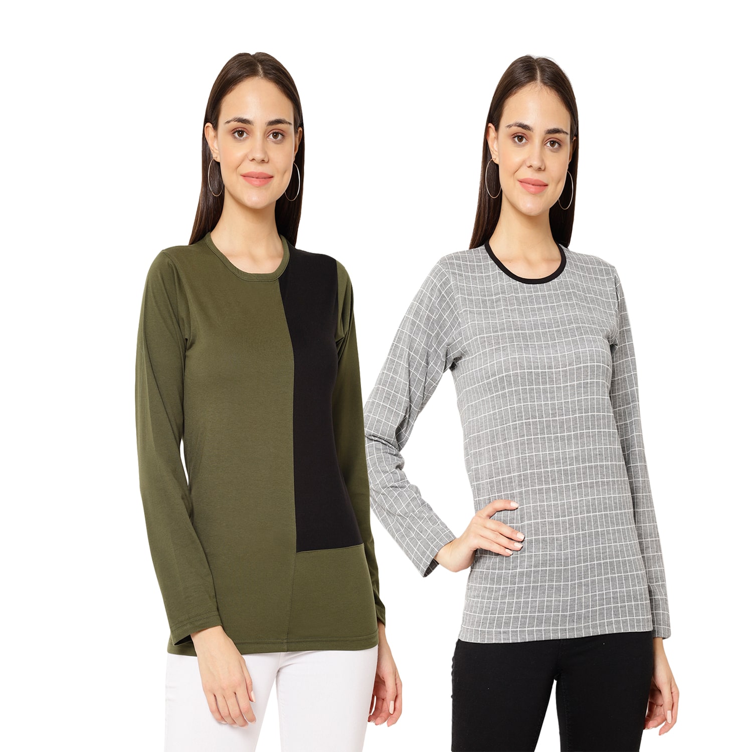 

VIMAL JONNEY Women Multi Regular fit Round neck Cotton T shirt