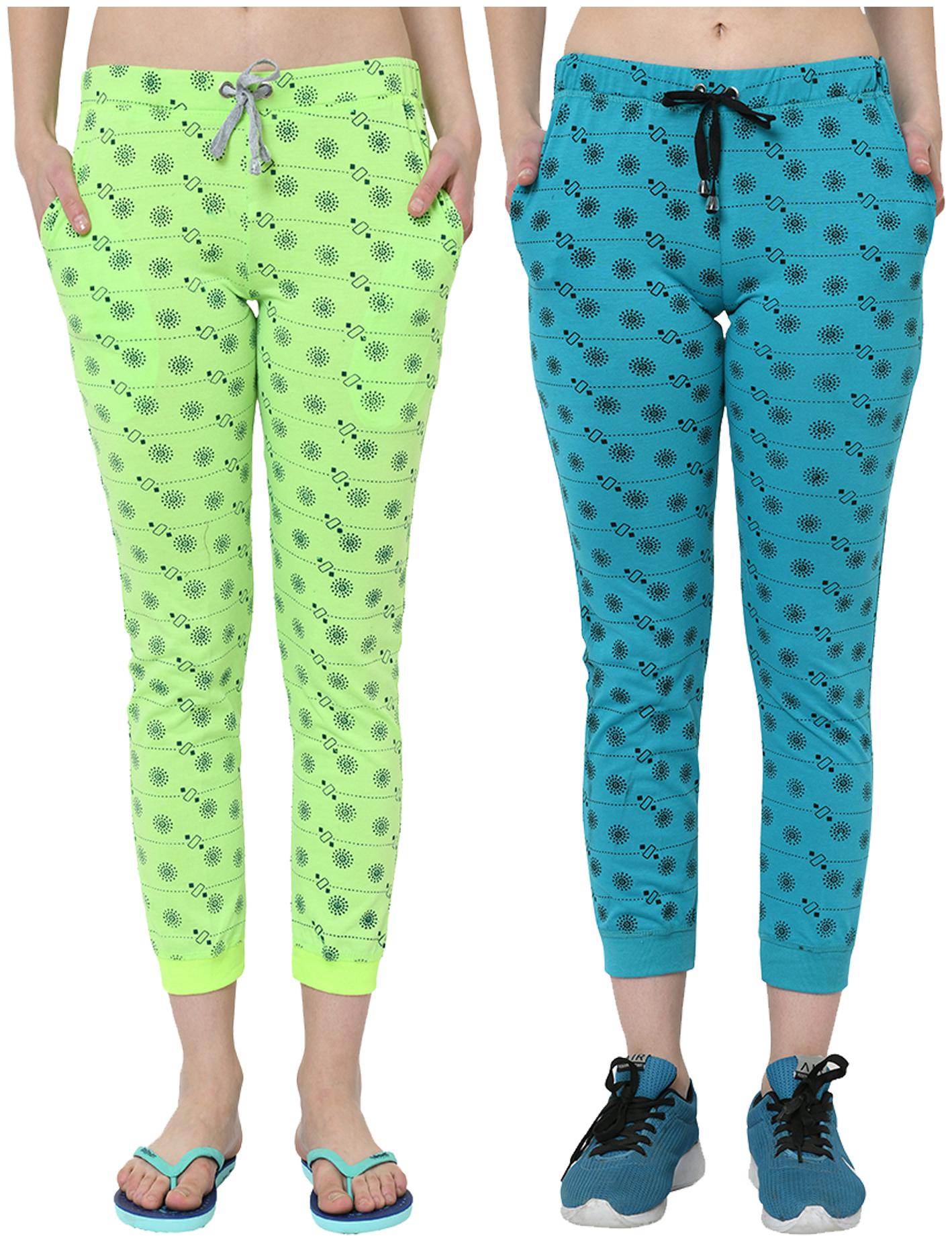 

VIMAL JONNEY Women Cotton Blend Printed Green Blue Joggers