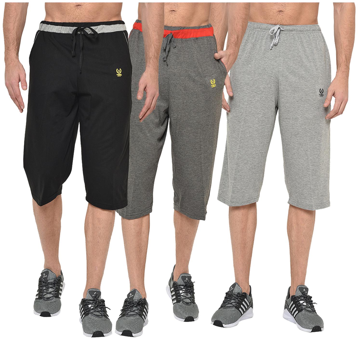 

VIMAL JONNEY Men Black Grey Regular Fit Regular Shorts