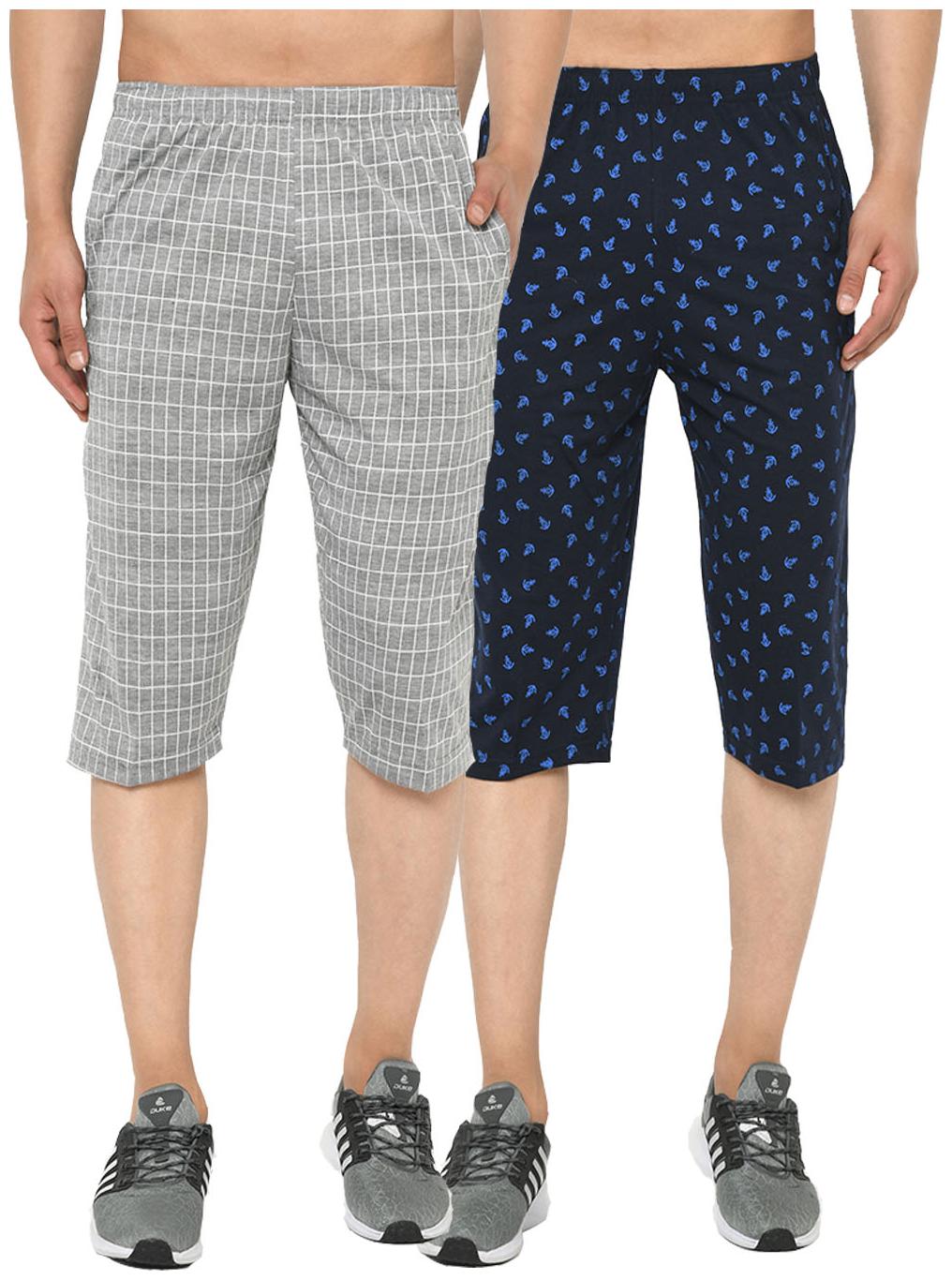 

VIMAL JONNEY Men Grey Navy Blue Regular Fit Regular Shorts