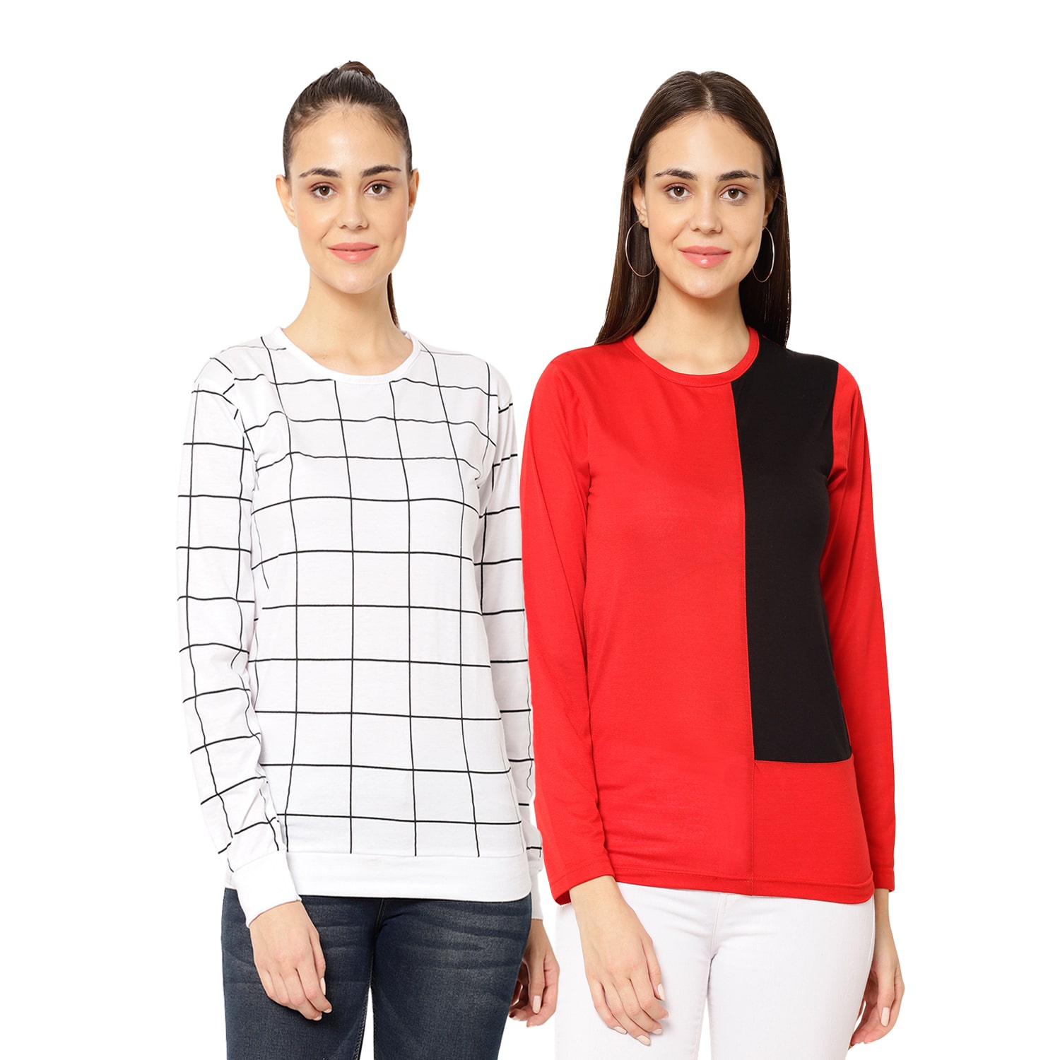 

VIMAL JONNEY Women Multi Regular fit Round neck Cotton T shirt