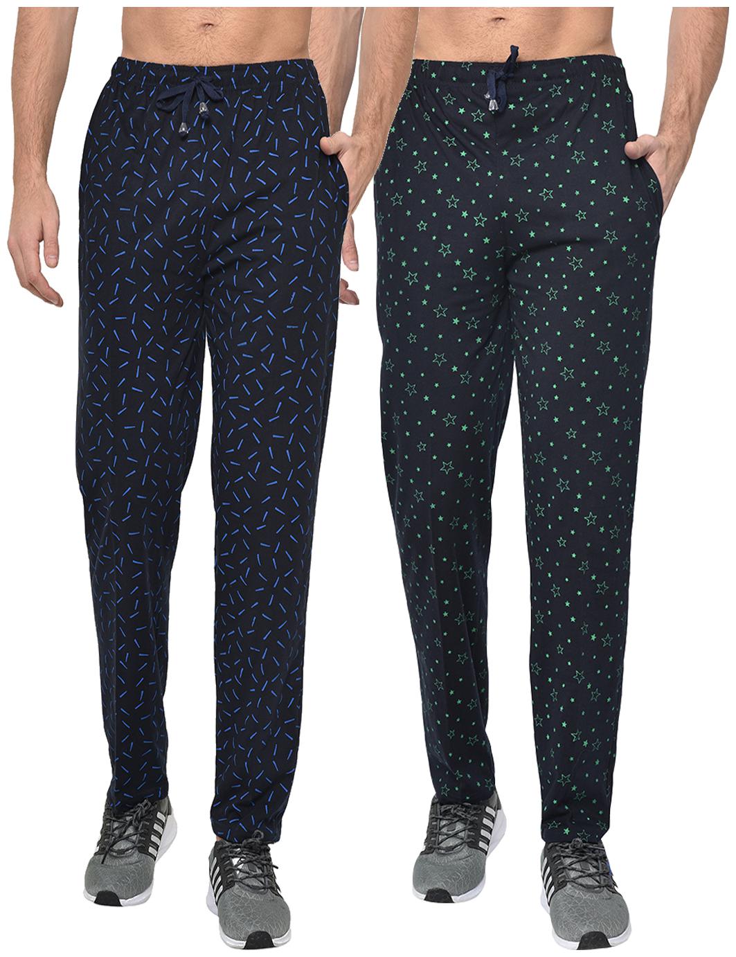 

VIMAL JONNEY Cotton Blend Printed Navy Blue Track Pants For Men