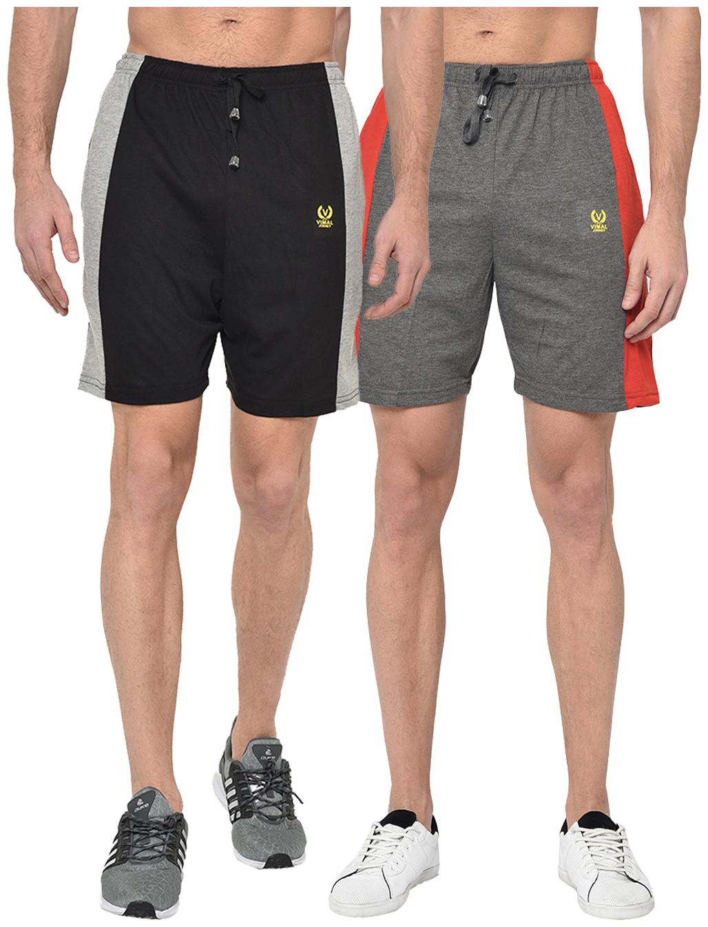 

VIMAL JONNEY Men Black Grey Regular Fit Regular Shorts