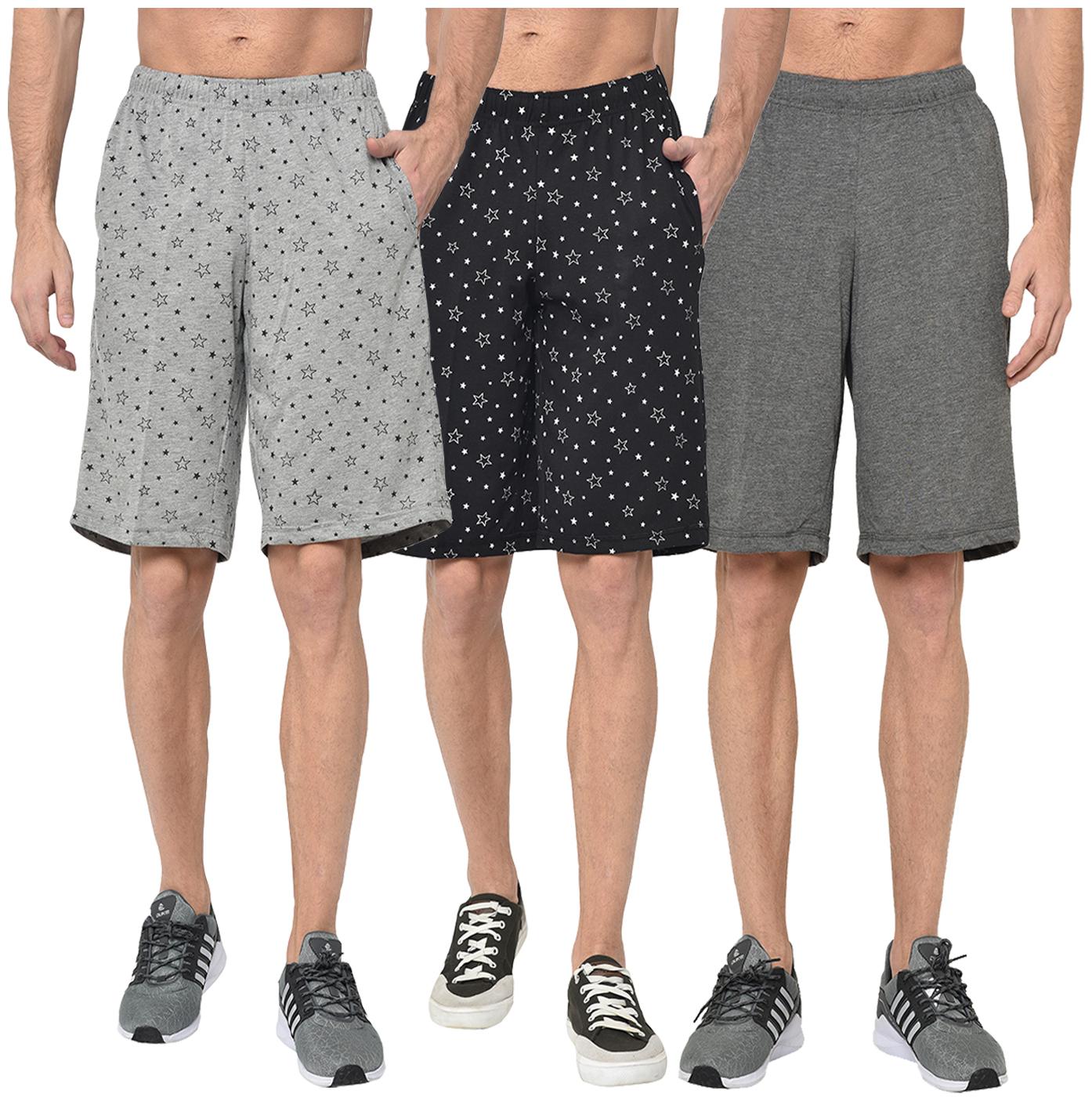 

VIMAL JONNEY Men Grey Black Regular Fit Regular Shorts