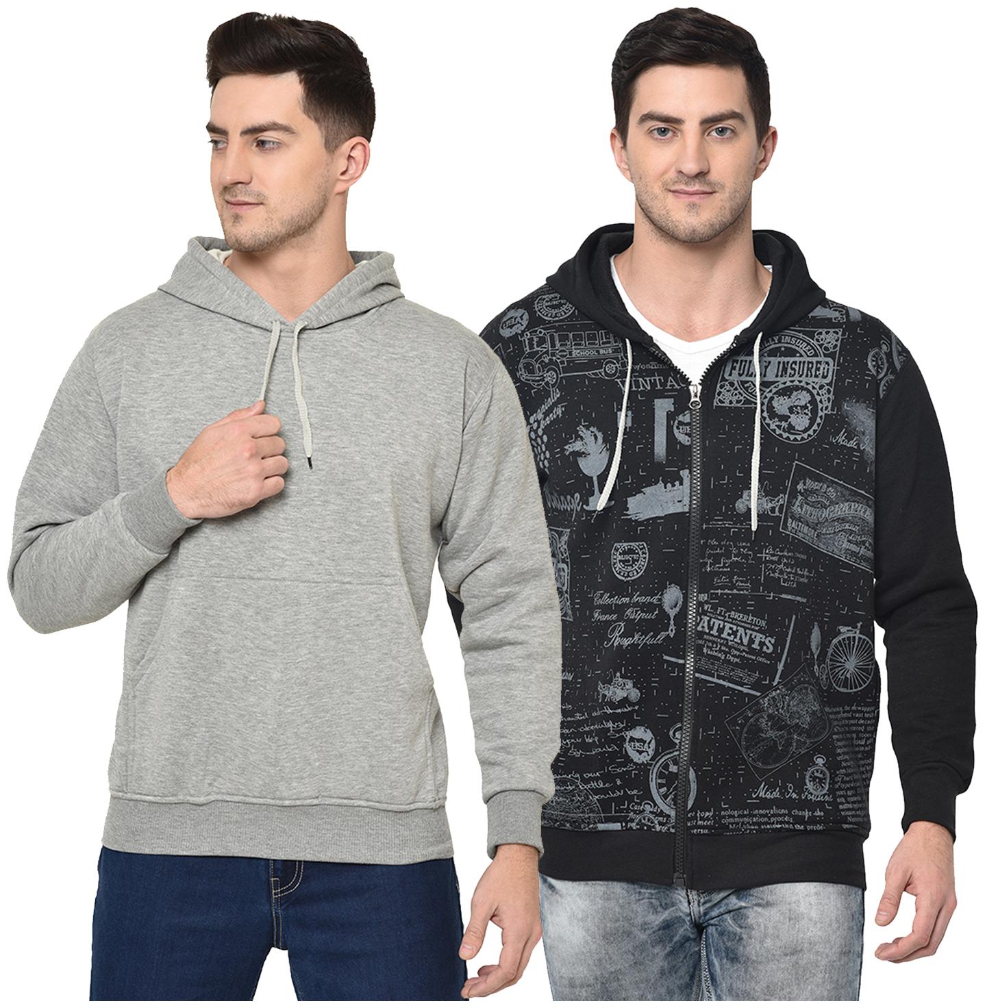 

VIMAL JONNEY Men Black Grey Hooded Hoodie