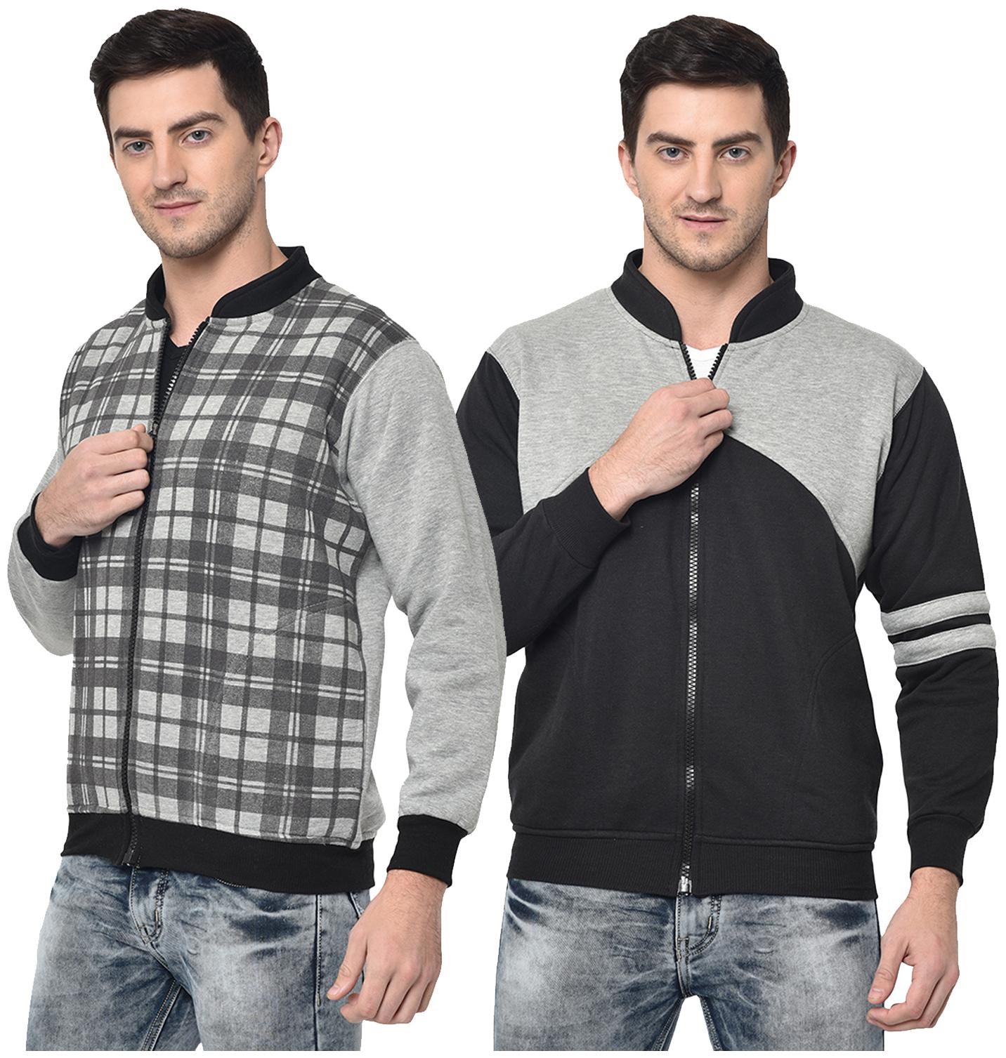 

VIMAL JONNEY Cotton Blend Checked Black Grey Color Sweatshirt For Men (Pack Of 2)