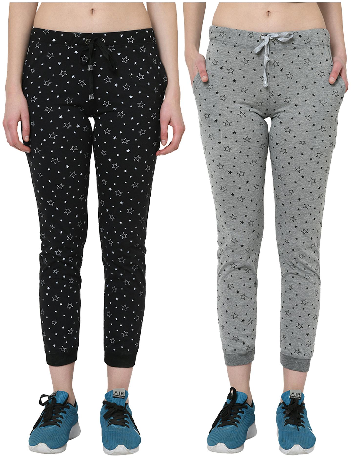 

VIMAL JONNEY Women Cotton Blend Printed Black Grey Joggers