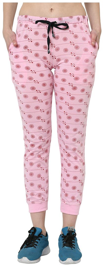 

VIMAL JONNEY Cotton Blend Printed Pink Joggers For Women