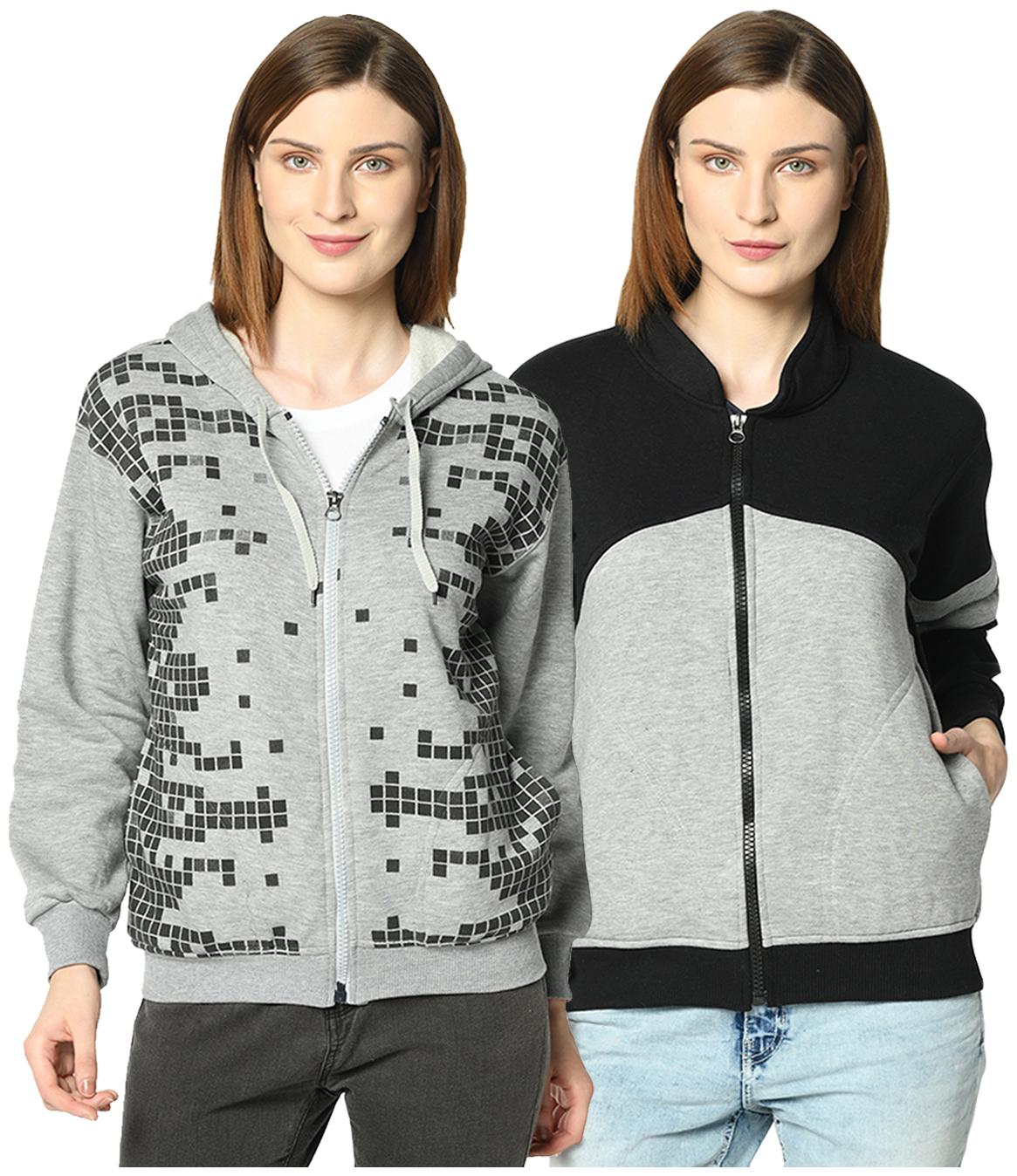 

VIMAL JONNEY Women Printed Hoodie - Black Grey