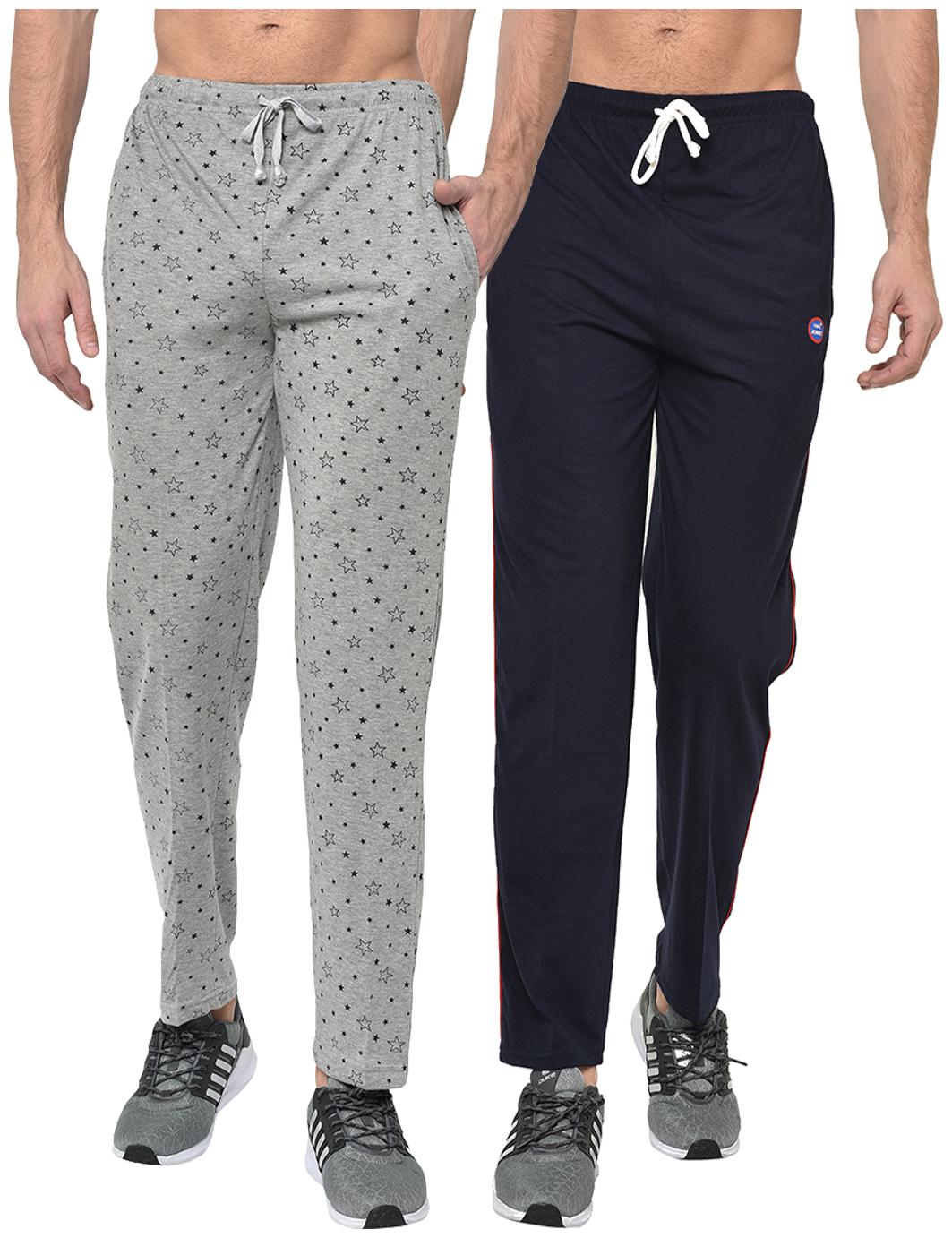 

VIMAL JONNEY Cotton Blend Printed Grey Navy Blue Track Pants For Men