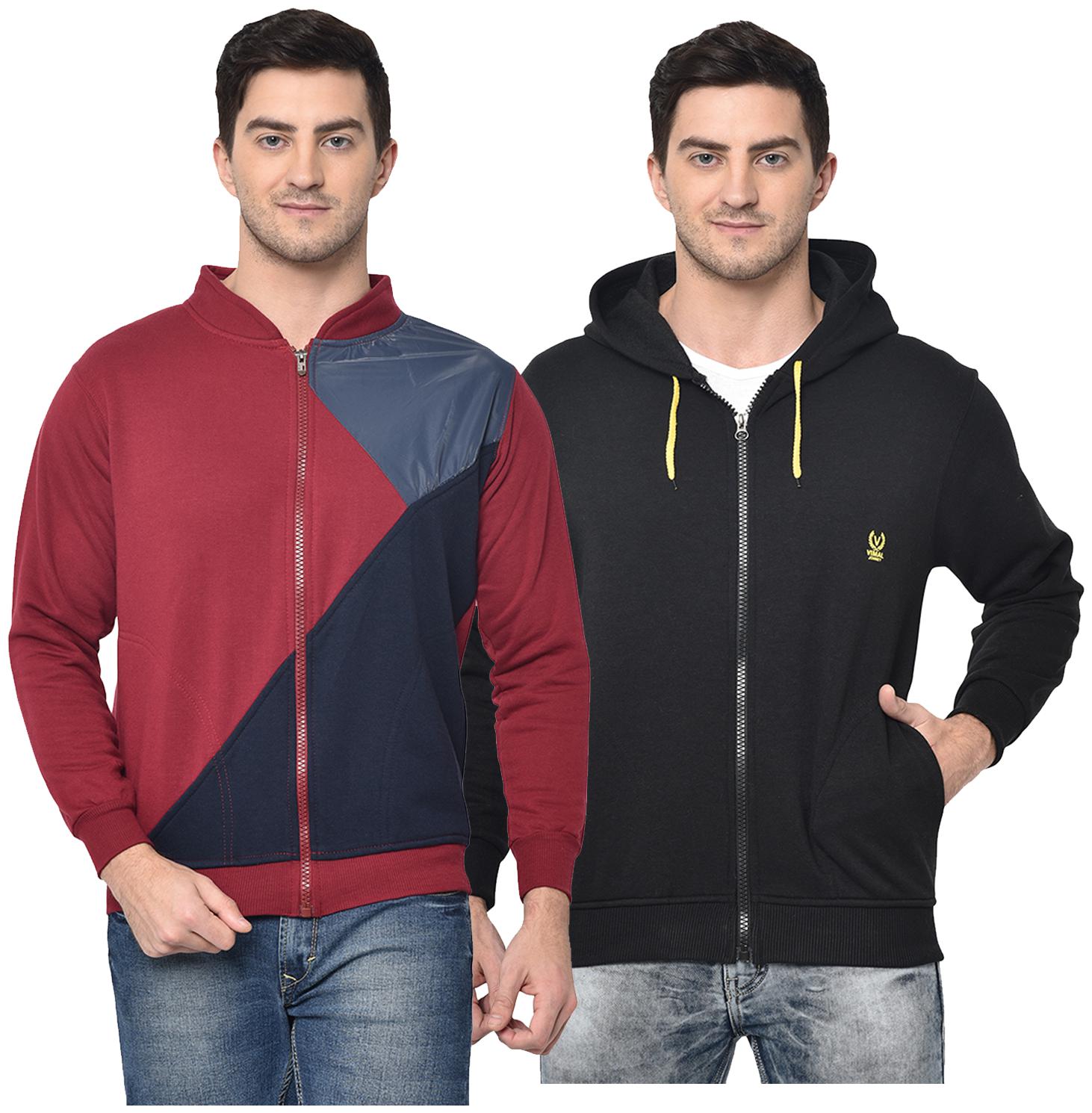 

VIMAL JONNEY Cotton Blend Colourblocked Multi Color Sweatshirt For Men (Pack Of 2)