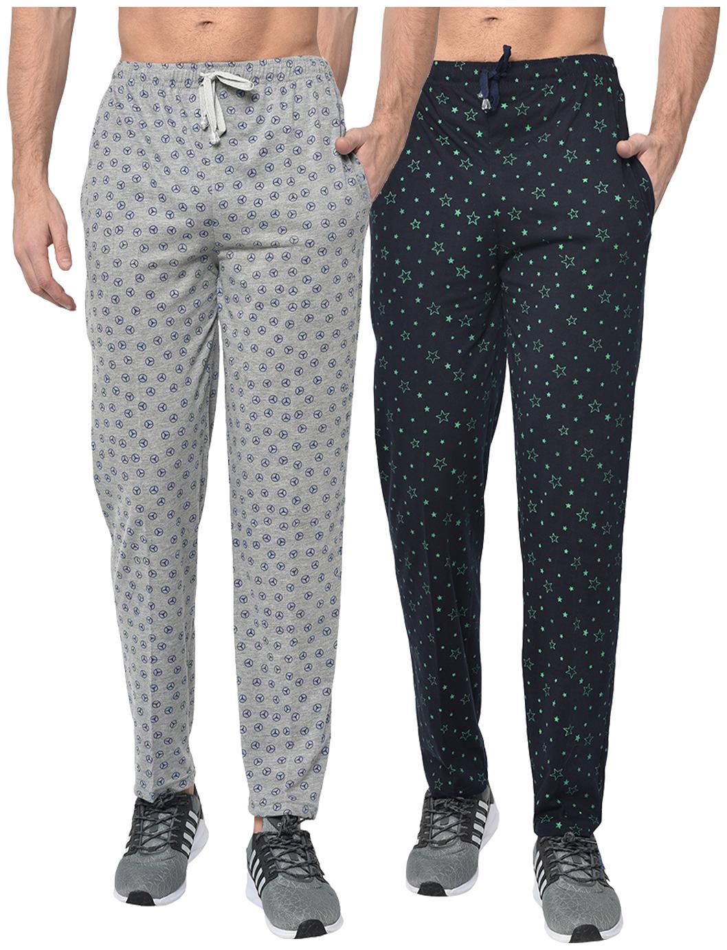 

VIMAL JONNEY Cotton Blend Printed Grey Navy Blue Track Pants For Men