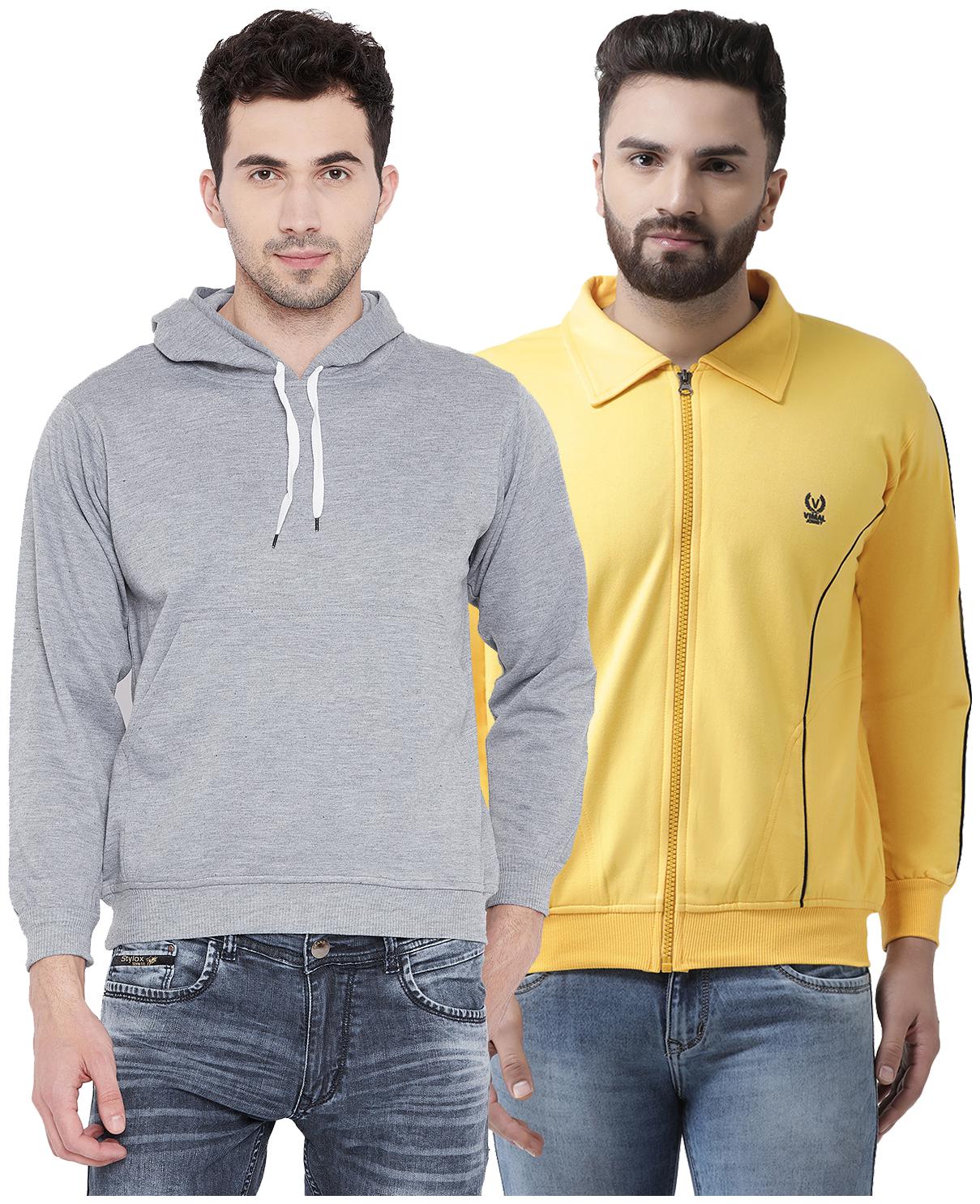 

VIMAL JONNEY Multicolor Cotton Sweatshirts For Men(Pack Of 2)
