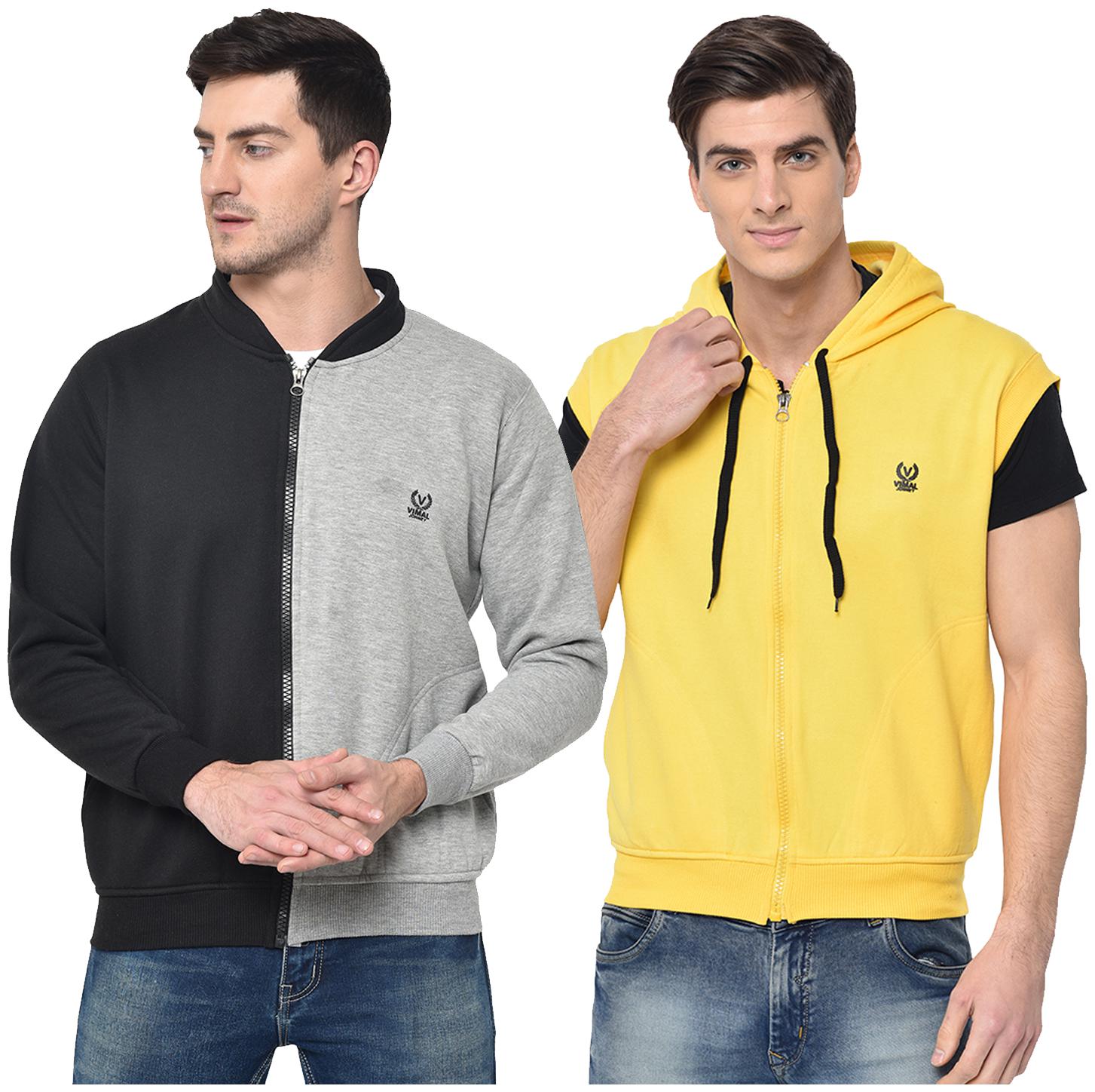 

VIMAL JONNEY Cotton Blend Colourblocked Multi Color Sweatshirt For Men (Pack Of 2)