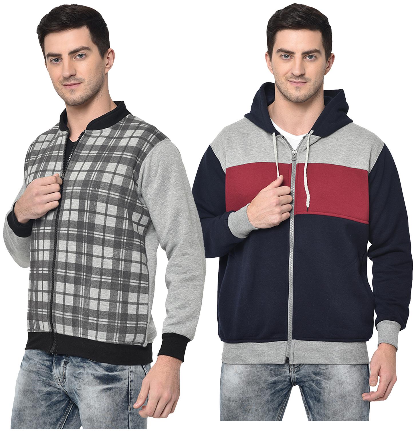 

VIMAL JONNEY Cotton Blend Checked Multi Color Sweatshirt For Men (Pack Of 2)