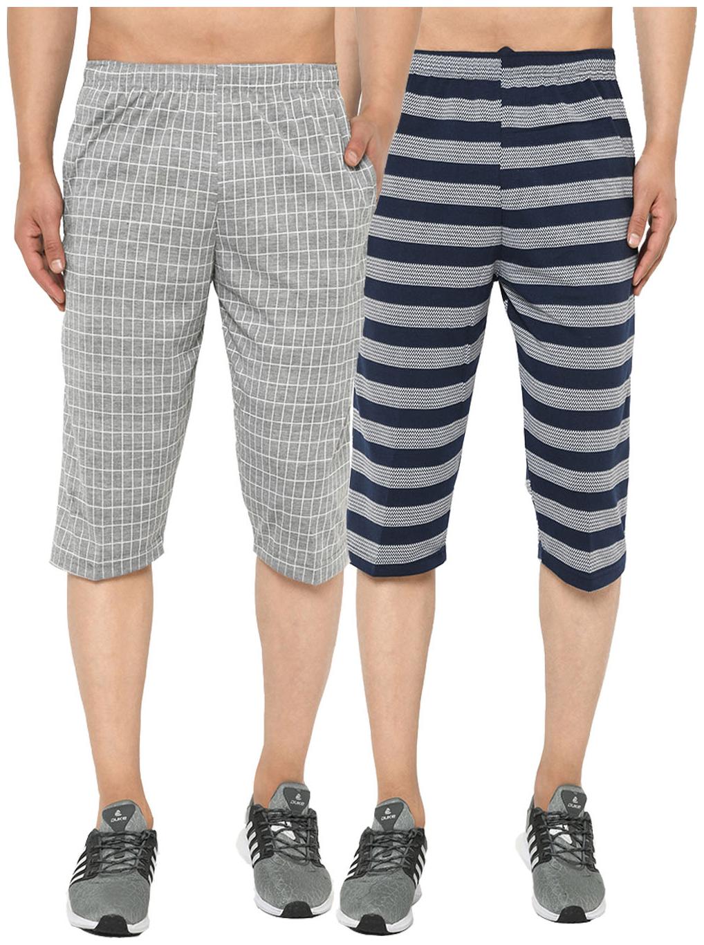 

VIMAL JONNEY Men Grey Navy Blue Regular Fit Regular Shorts