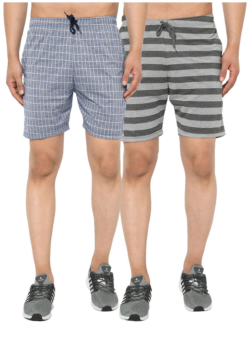 

VIMAL JONNEY Men Blue Grey Regular Fit Regular Shorts