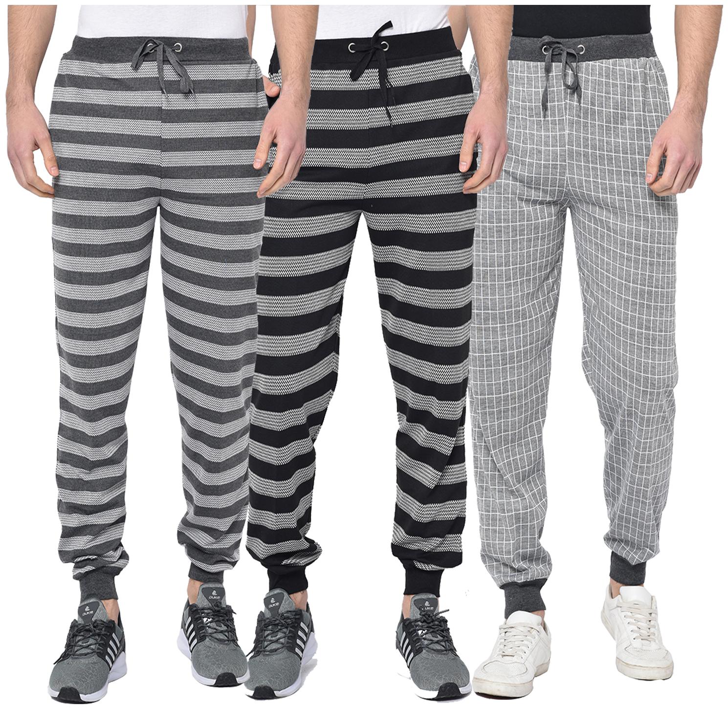 

VIMAL JONNEY Men Black Grey Striped Regular fit Joggers