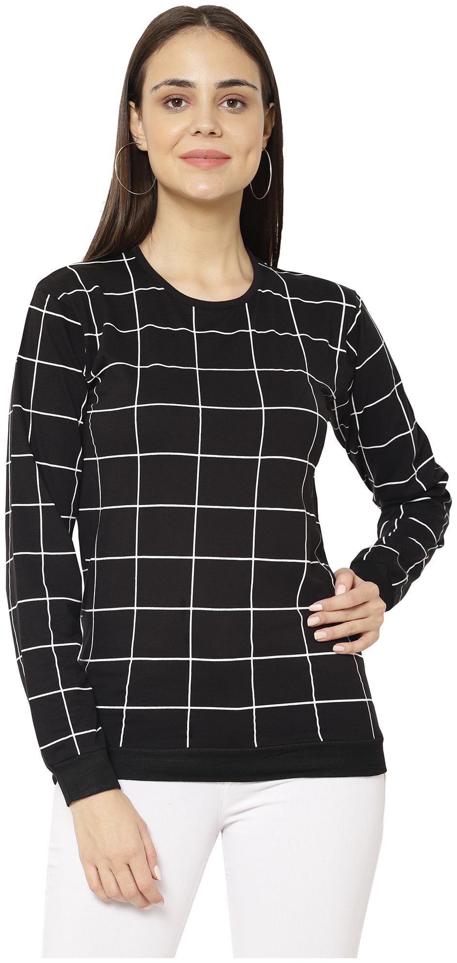 

VIMAL JONNEY Women Black Regular fit Round neck Blended T shirt