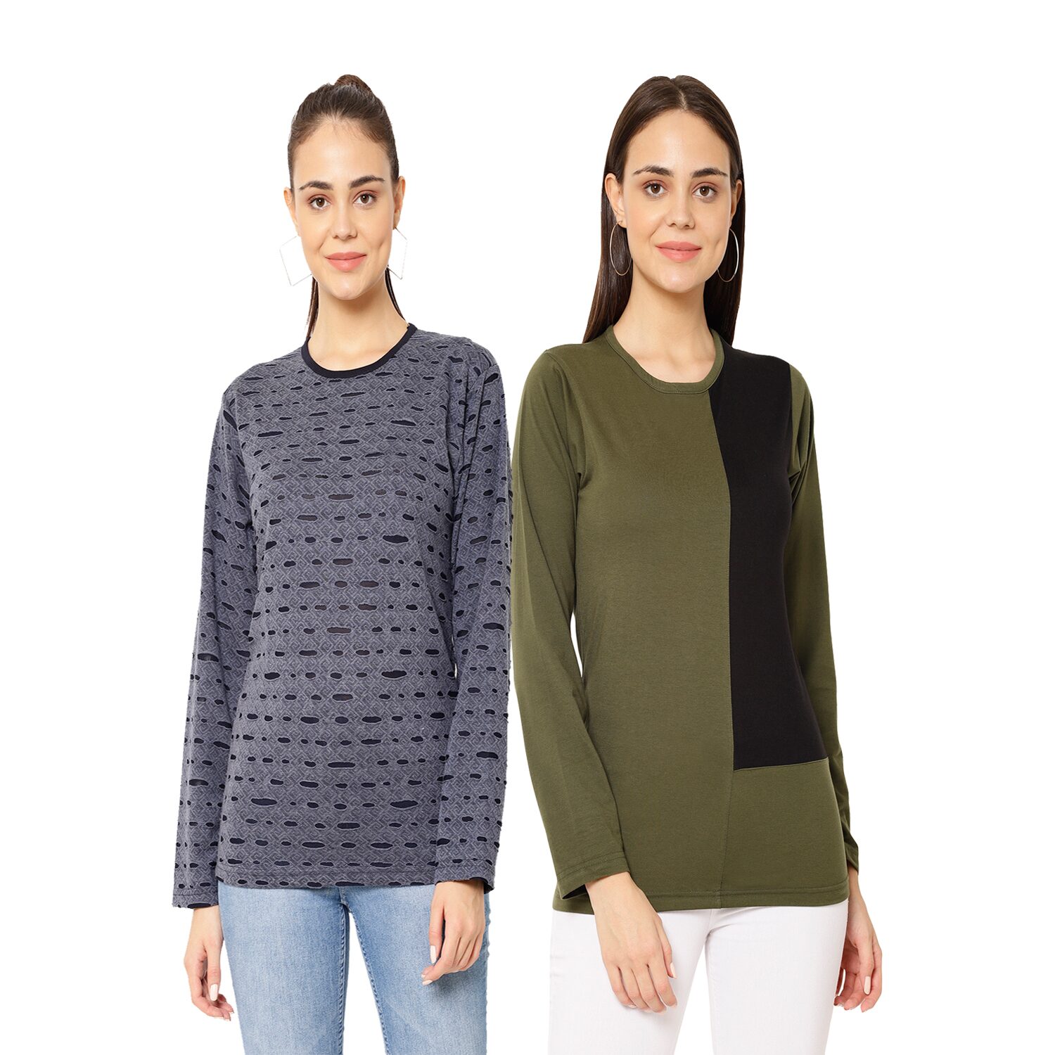 

VIMAL JONNEY Women Multi Regular fit Round neck Cotton T shirt