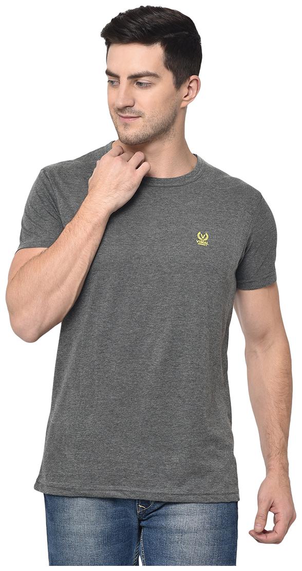 

VIMAL JONNEY Men Grey Regular fit Cotton Blend Round neck T-Shirt - Pack Of 1