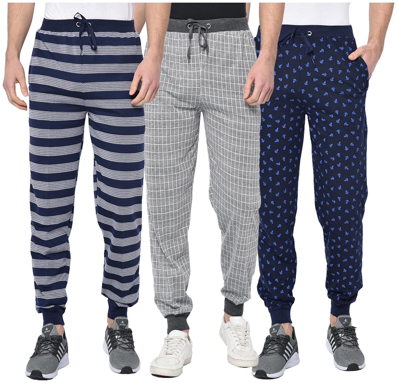 

VIMAL JONNEY Men Blue Grey Striped Regular fit Joggers