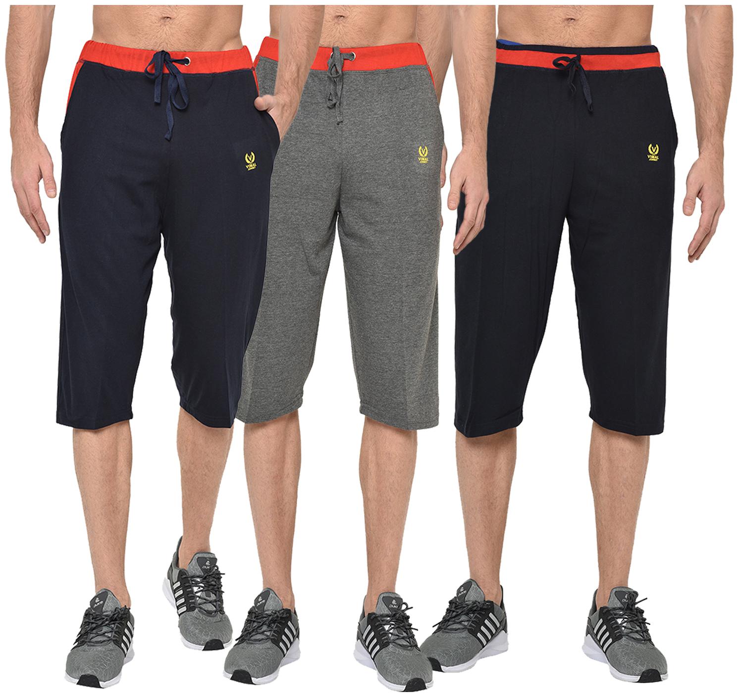 

VIMAL JONNEY Men Navy Blue Grey Regular Fit Regular Shorts
