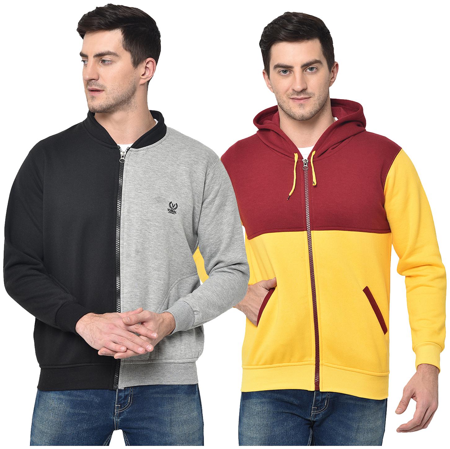 

VIMAL JONNEY Cotton Blend Colourblocked Multi Color Sweatshirt For Men (Pack Of 2)