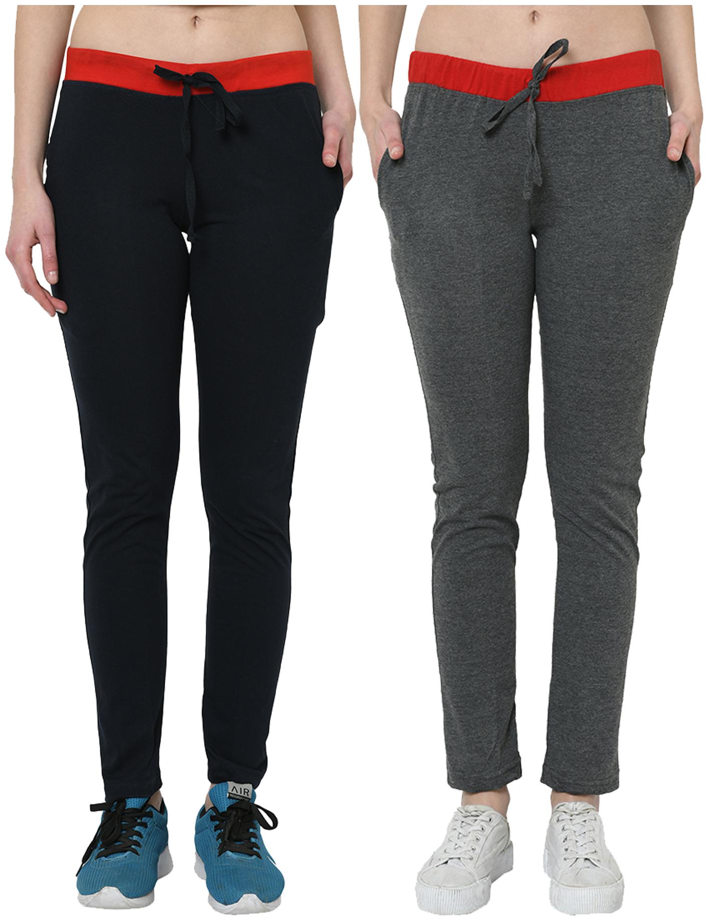 

VIMAL JONNEY Women Cotton Blend Solid Navy Grey Track Pants