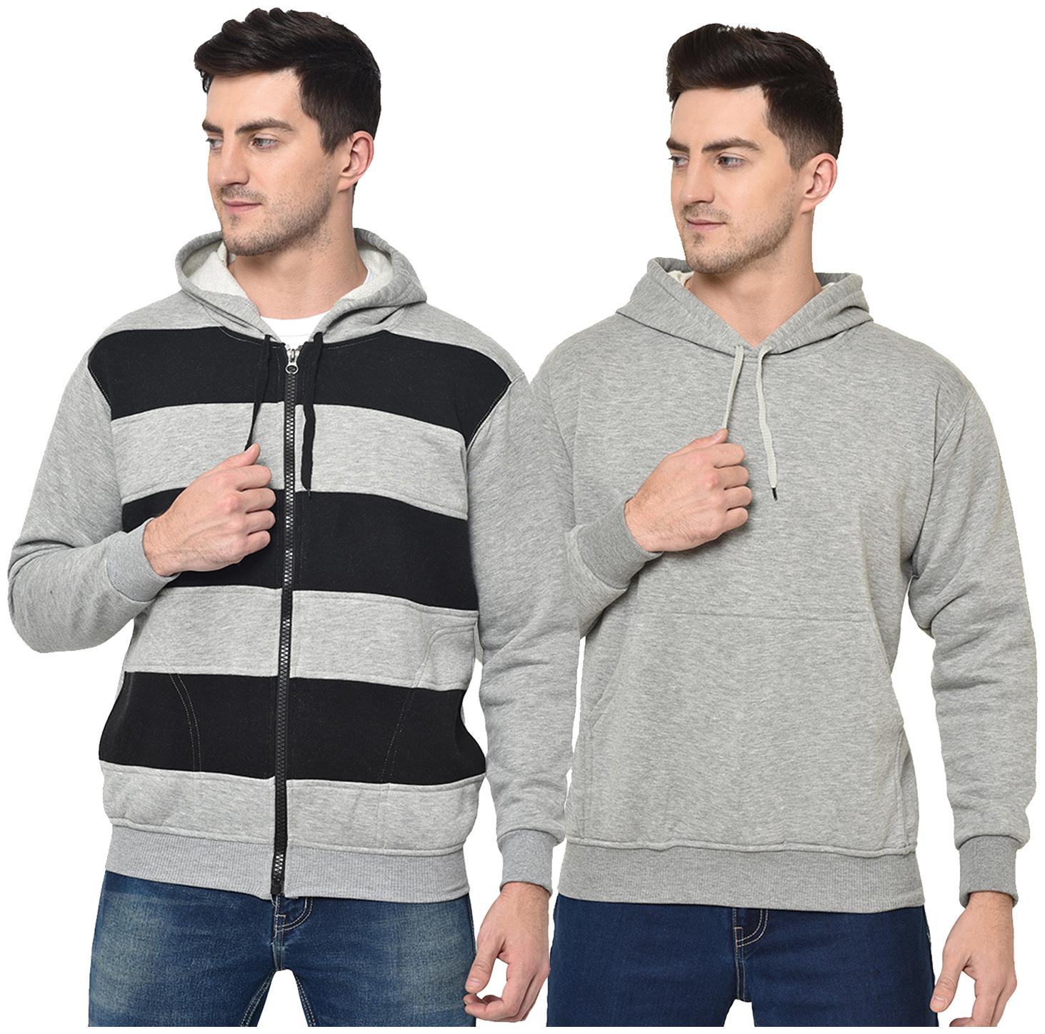 

VIMAL JONNEY Men Grey Black Hooded Hoodie
