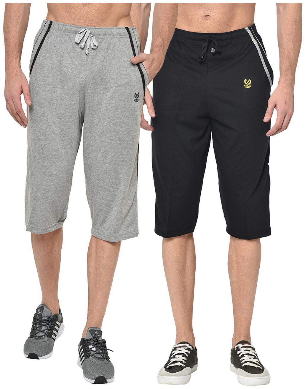 

VIMAL JONNEY Men Black Grey Regular Fit Regular Shorts