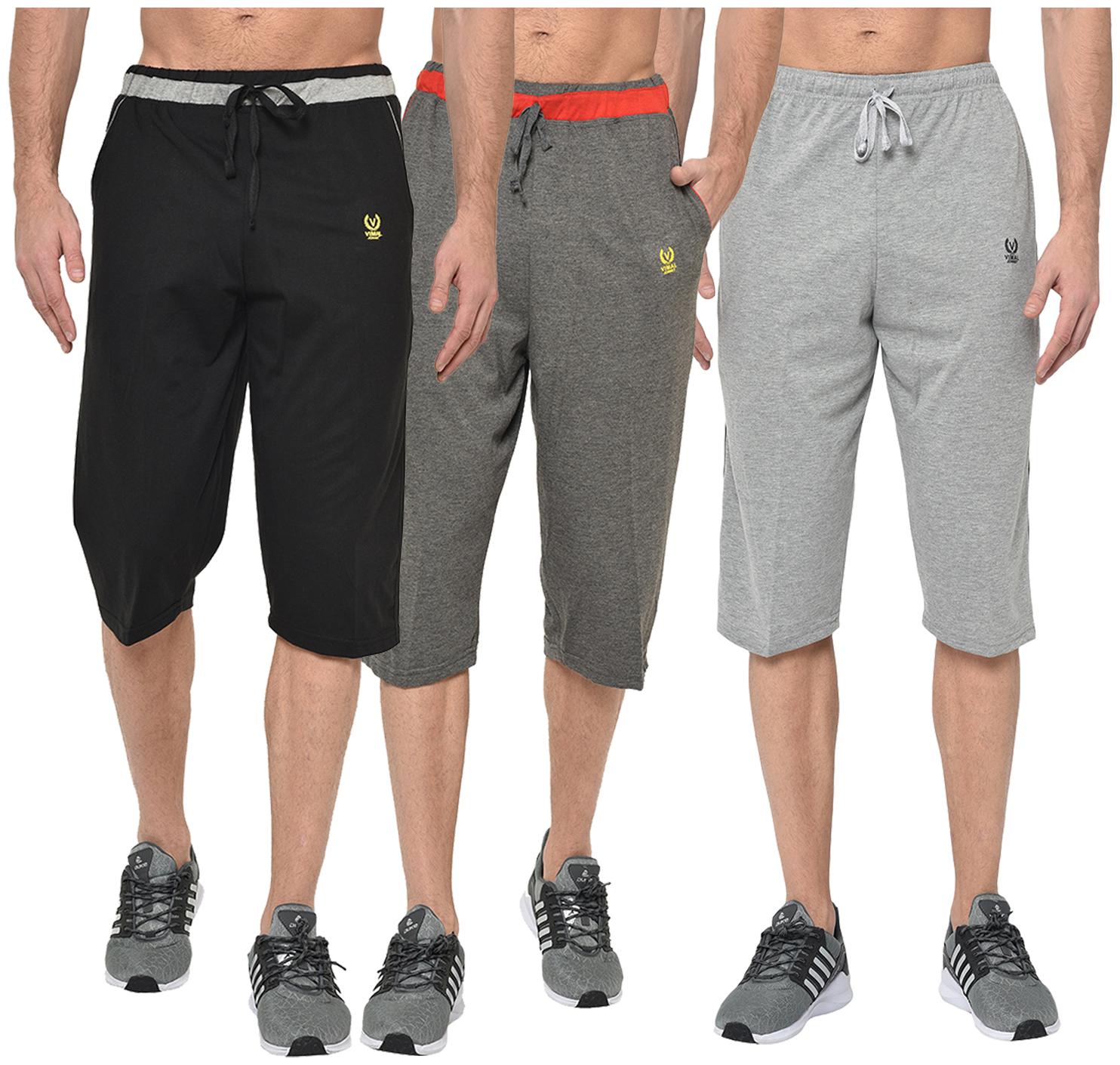 

VIMAL JONNEY Men Black Grey Regular Fit Regular Shorts