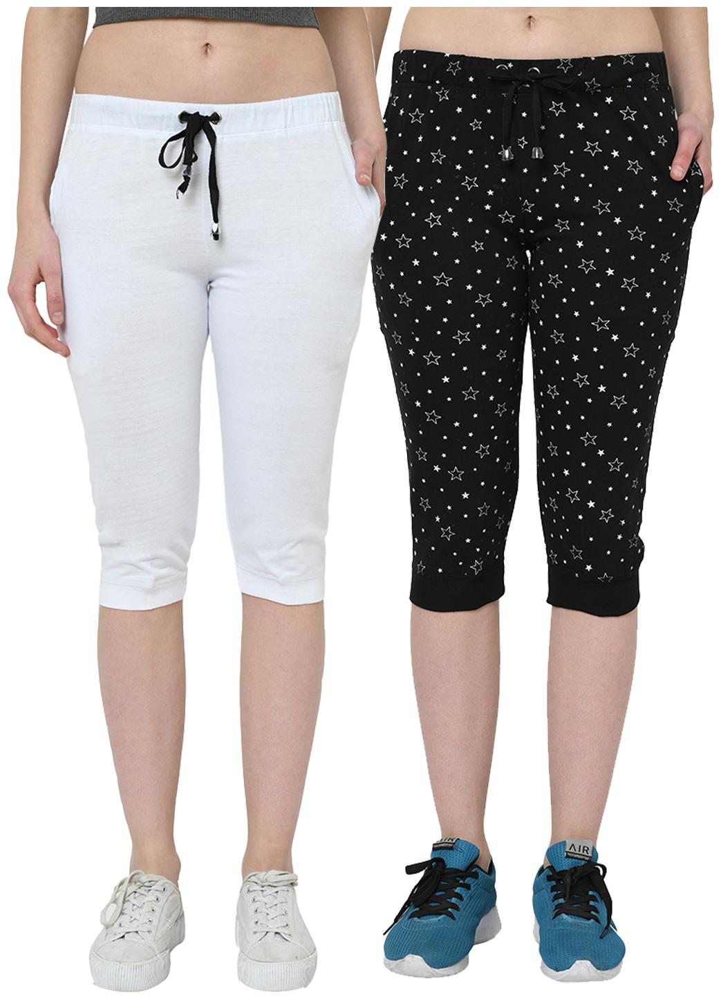 

VIMAL JONNEY Women Printed Regular capri - Black White