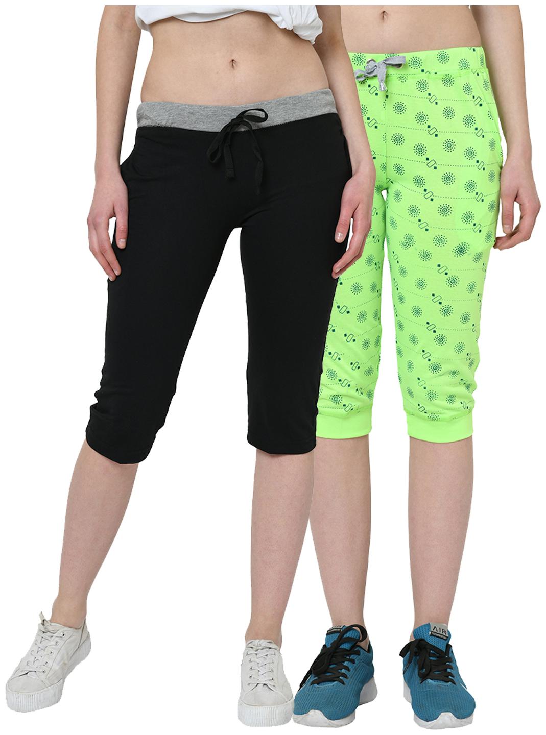 

VIMAL JONNEY Women Printed Regular capri - Black Green