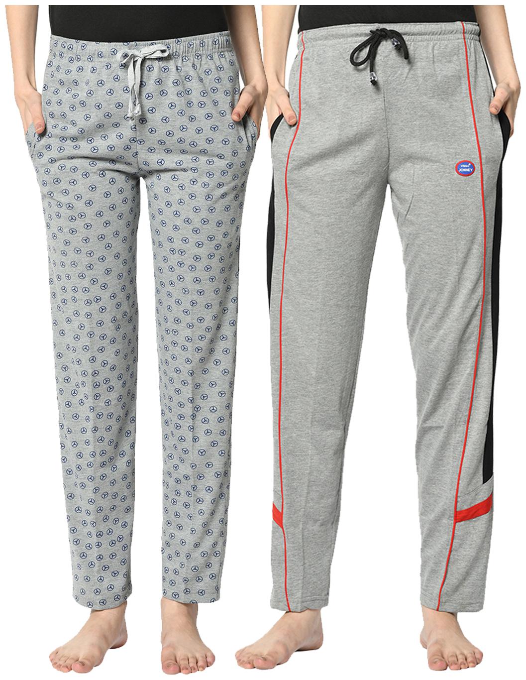 

VIMAL JONNEY Cotton Blend Printed Grey Color Track Pants For Women (Pack Of 2)